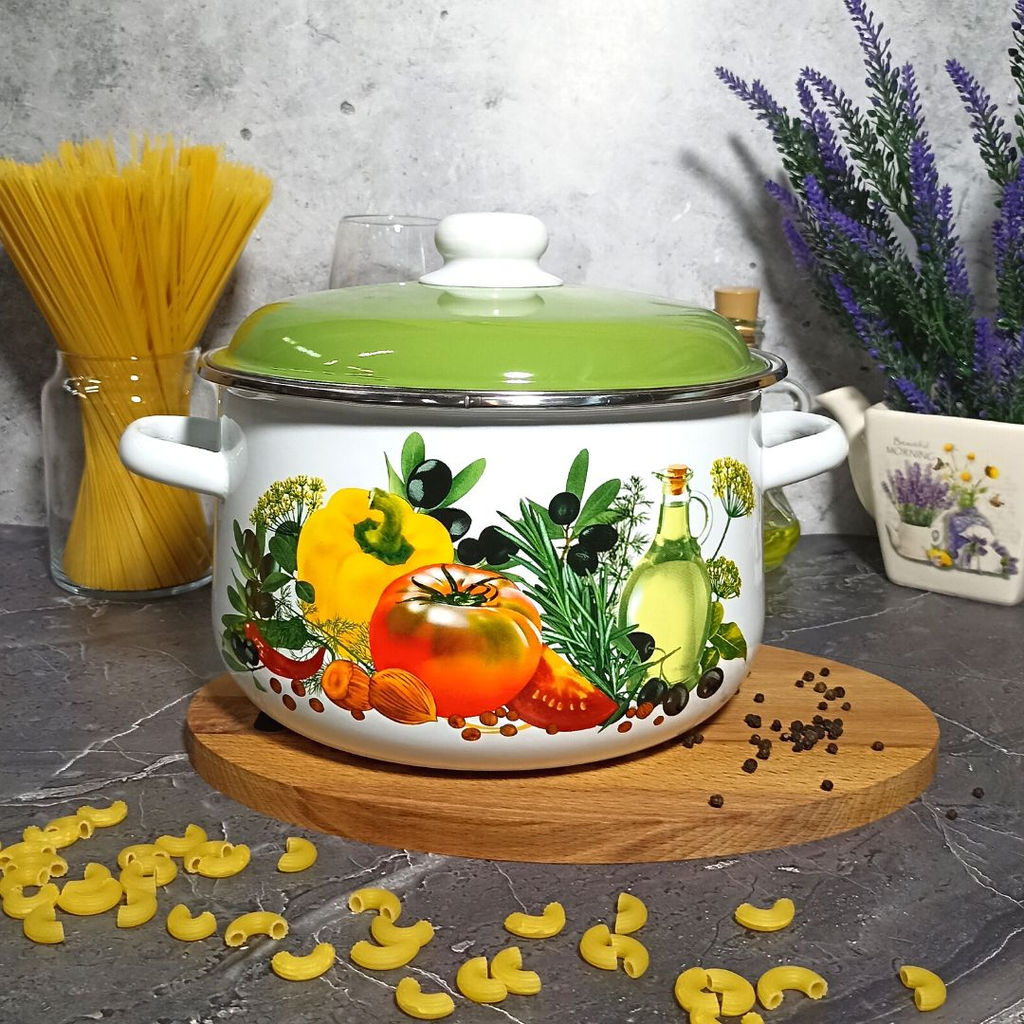 Кастрюля конич. 5,5 л. белосн. Европейская кухня 1с47я - Стальэмаль фото 2