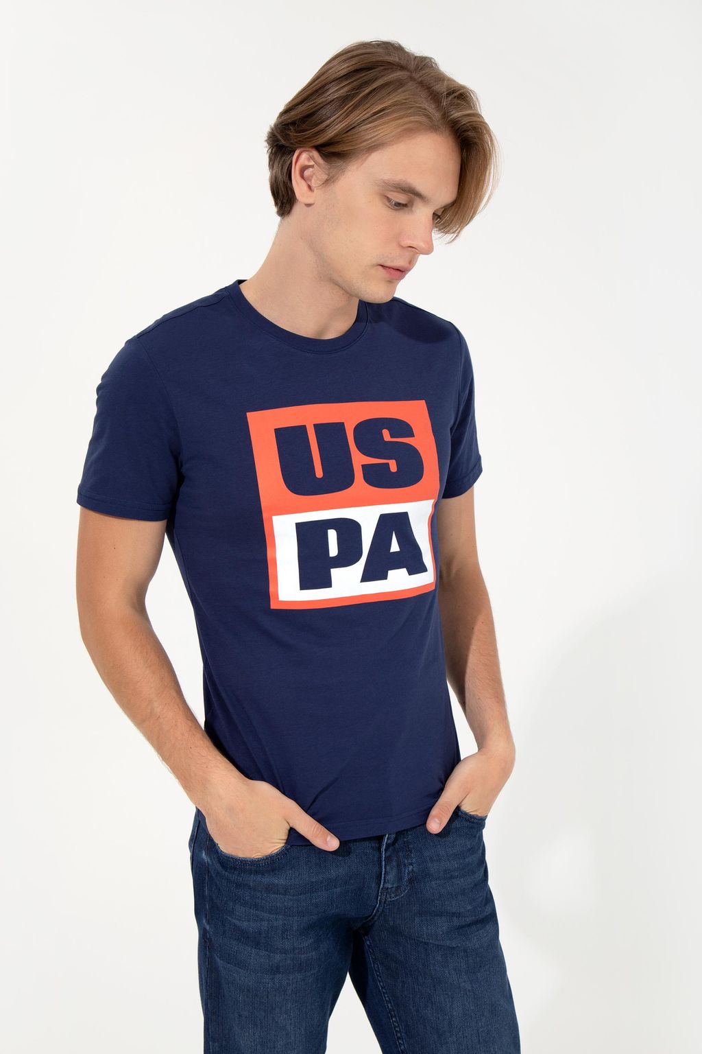 U. S. Polo Assn Мужская темно-синяя футболка с круглым вырезом - U.s. polo assn фото 3