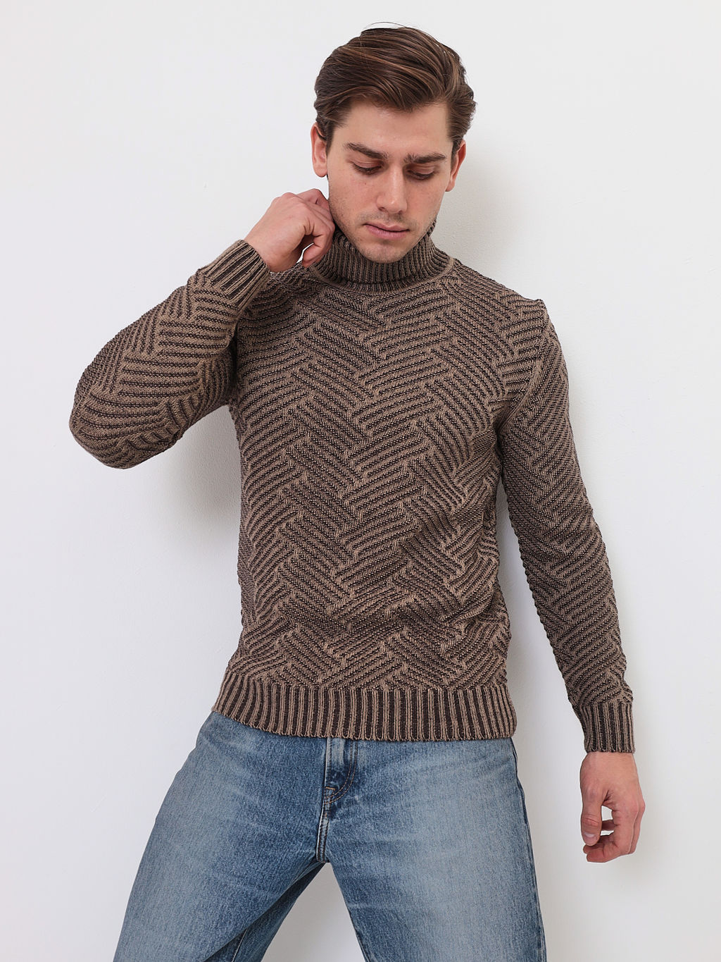 Джемпер мужской CASINO c123- зиг-заг коричневый 765  фото 5