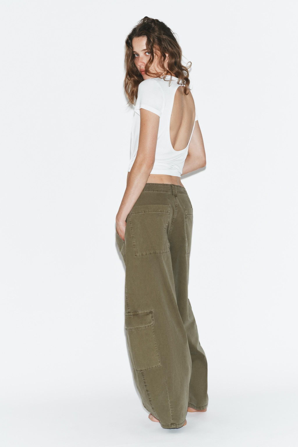 PANTAL?N OVERSIZE CARGO / Khaki oscuro - Zara фото 5