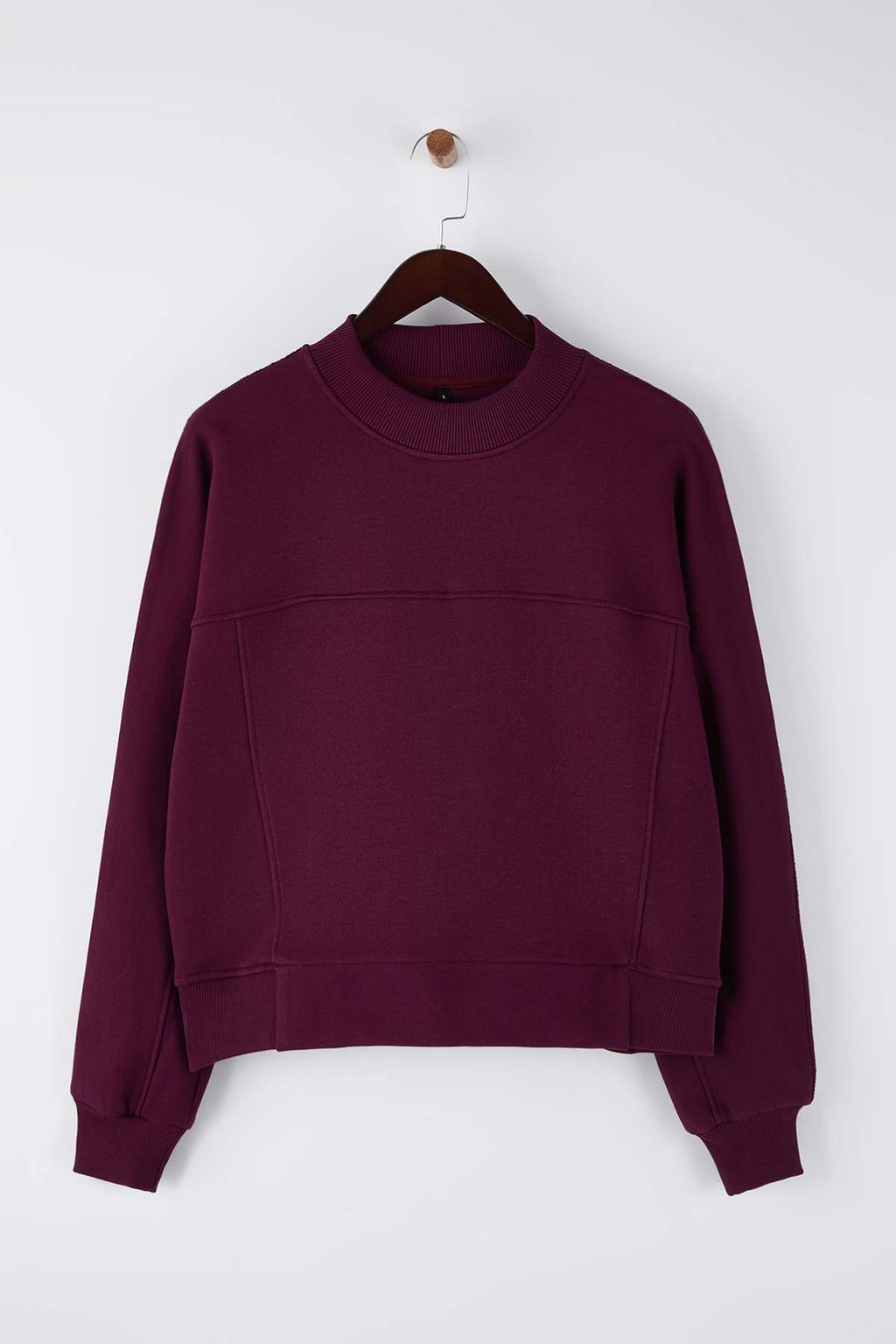 Haki Premium Oversize/Genis Kal?p Dik Yaka Kal?n Ici Polarl? Orme Sweatshirt TWOAW26SW00205 - Trendyolmilla фото 12