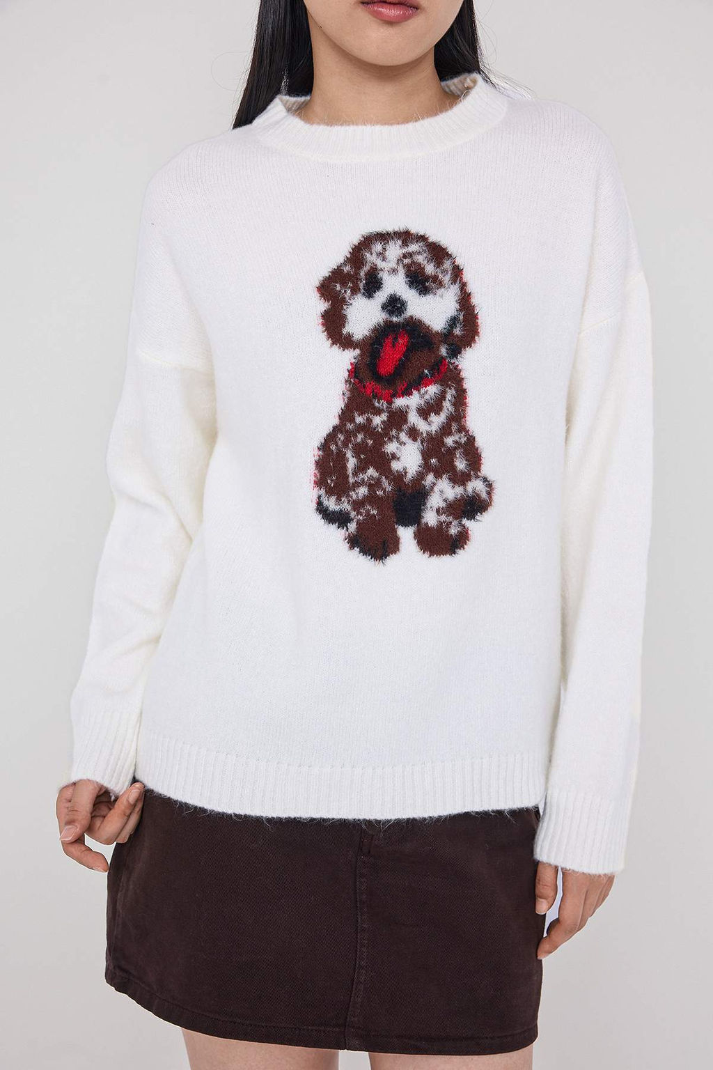 Teen Ekru*001 Kedi Nak?sl? Bisiklet Yaka Triko Kazak TWOAW26KZ00230 - Trendyolmilla фото 7