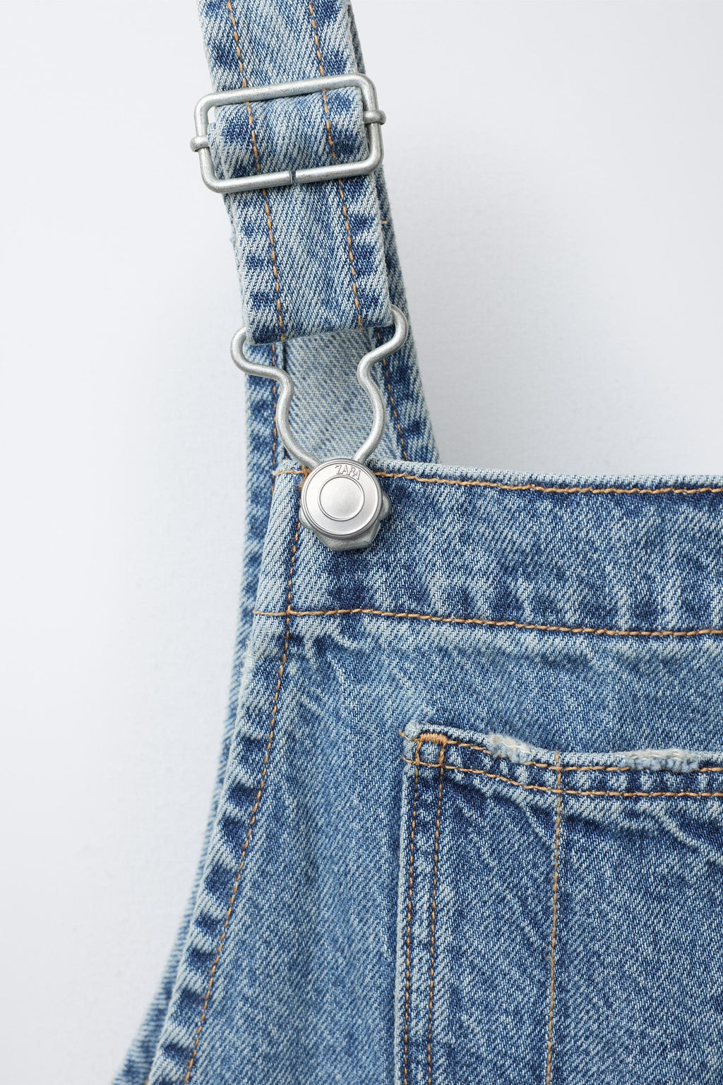 WIDE-LEG DENIM DUNGAREES - Zara фото 3