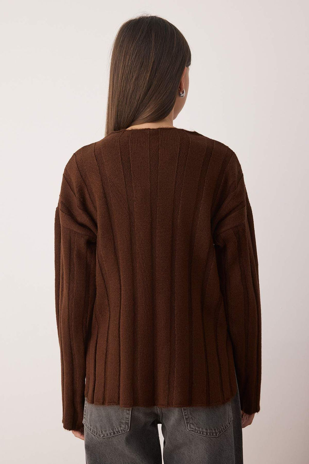 Antrasit Yumusak Dokulu Genis Kal?p Triko Kazak TWOAW26KZ00177 - Trendyolmilla фото 8