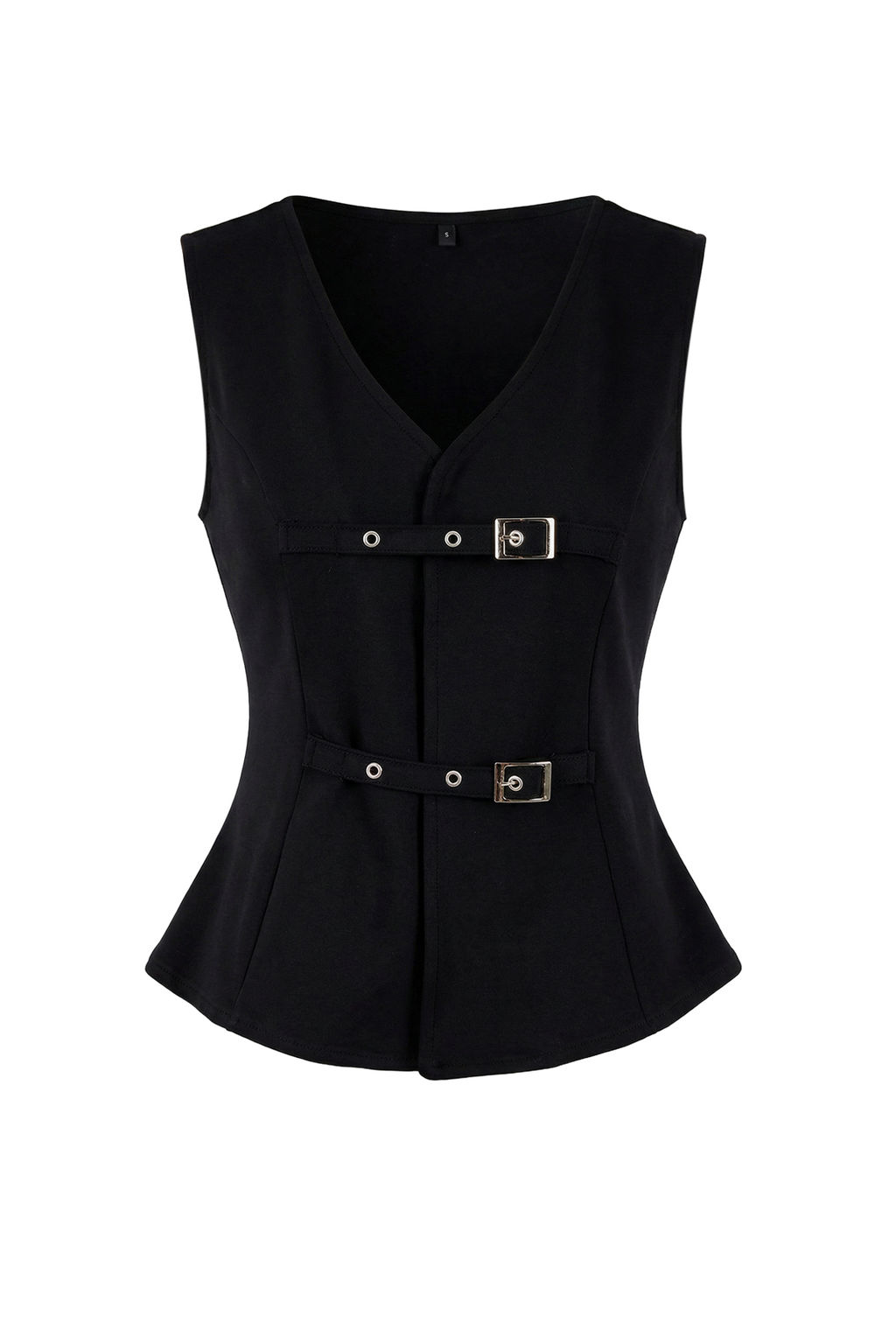 Siyah Fitted/Vucuda Oturan V Yaka Kolsuz Kemerli Interlok Orme Yelek TWOSS26YE00009 - Trendyolmilla фото 5