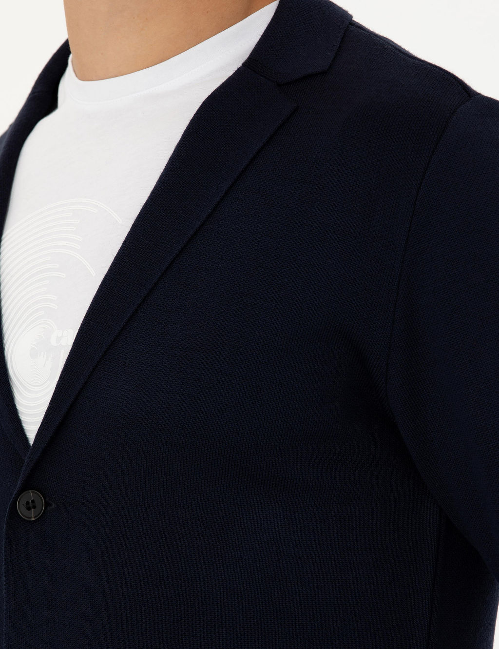 Темно-синий трикотажный кардиган приталенного кроя с v-образным вырезом темно-синего цвета - Cacharel фото 7