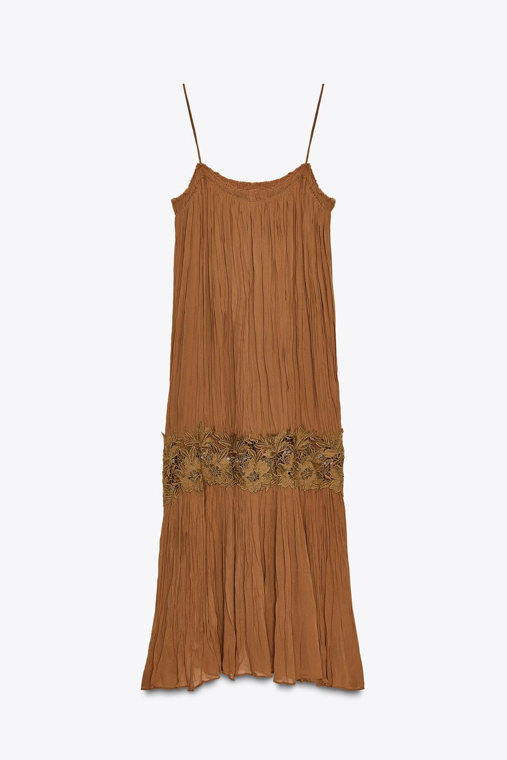 ZW COLLECTION CRINKLED EMBROIDERED DRESS - Zara фото 7
