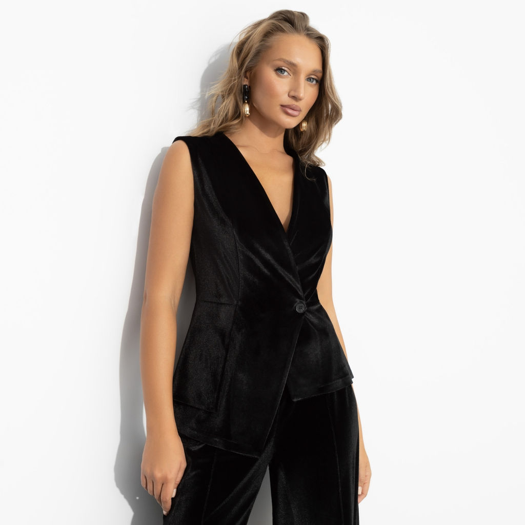 Жилет бархатный, Стильный лидер (чёрный бархат) - Charutti фото 2