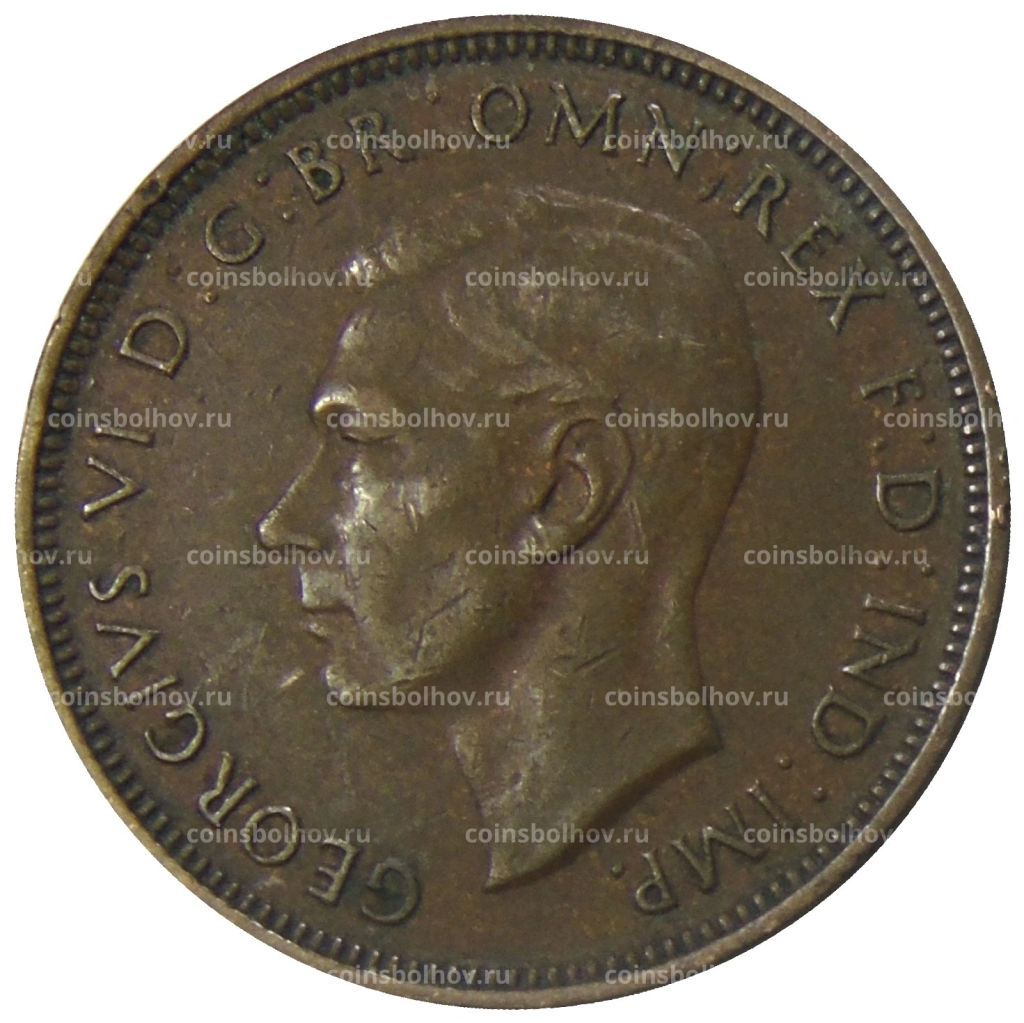 Монета 1/2 пенни 1938 года Австралия