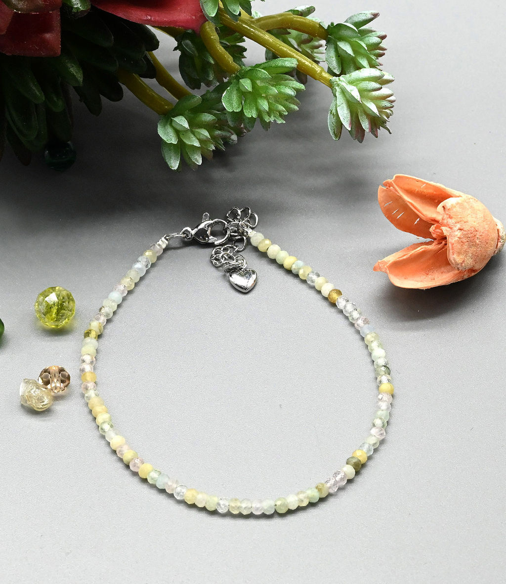 Браслет из граната зеленого рондель гр.3*2мм, 18см - Радуга камня фото 5