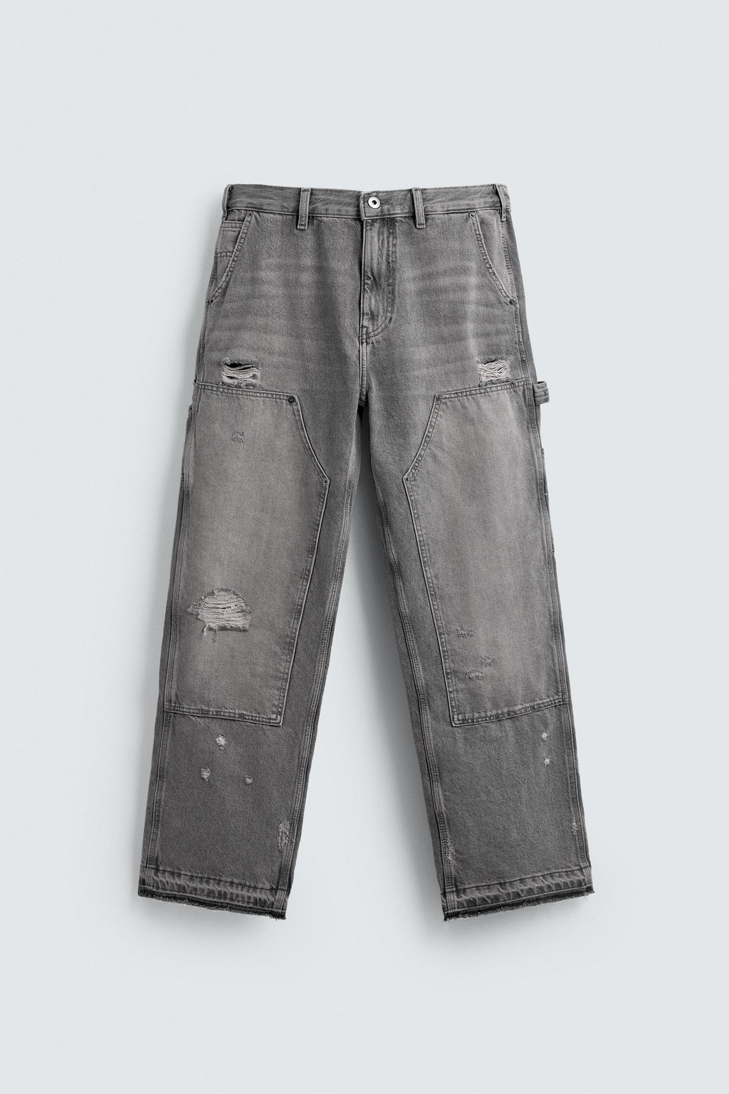 JEANS BOLSILLO CARPINTERO LAVADO / Gris - Zara фото 7