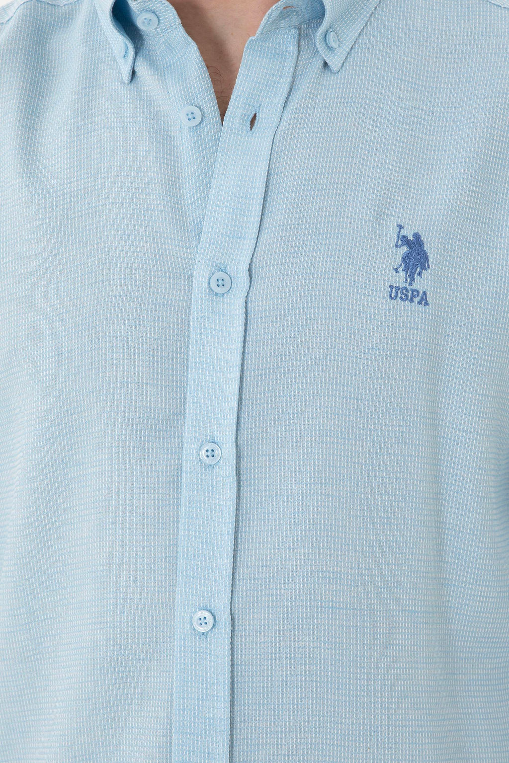 Мужская голубая рубашка с длинным рукавом - U.s. polo assn фото 14