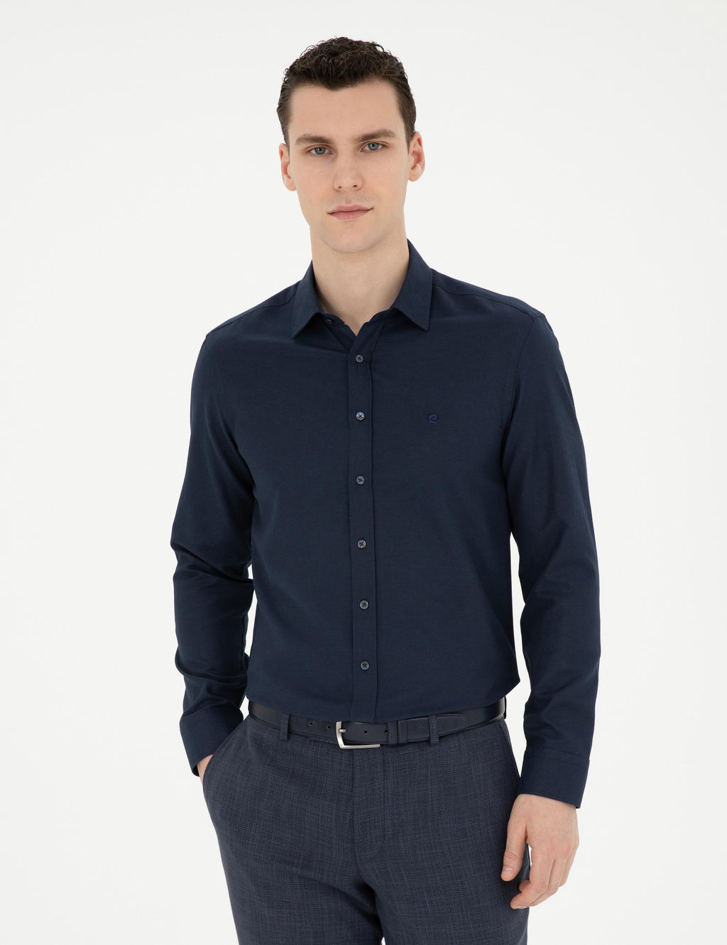 Lacivert Slim Fit Uzun Kollu G_mlek