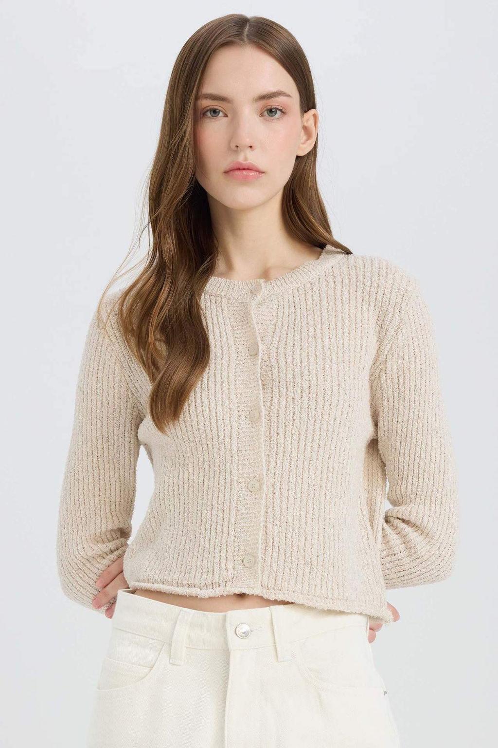 Slim Fit Dar Kesim Bisiklet Yaka Dugmeli Triko H?rka - Defacto фото 6