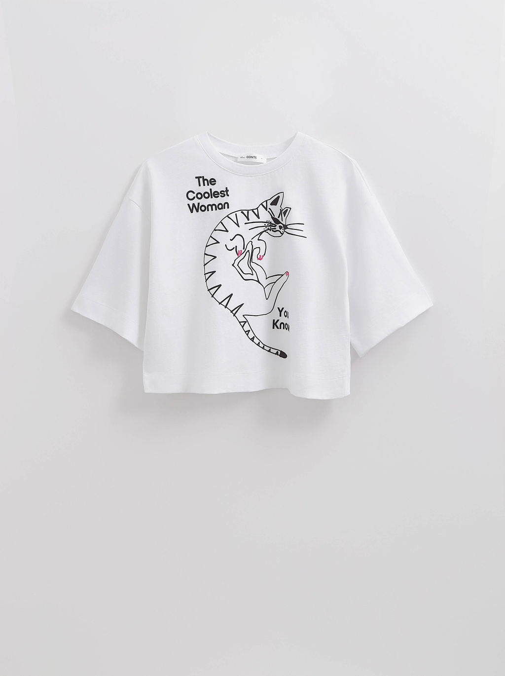 CONTE LD 2715 Укороченная футболка из хлопка с рисунком white-cool cat - Conte elegant фото 6