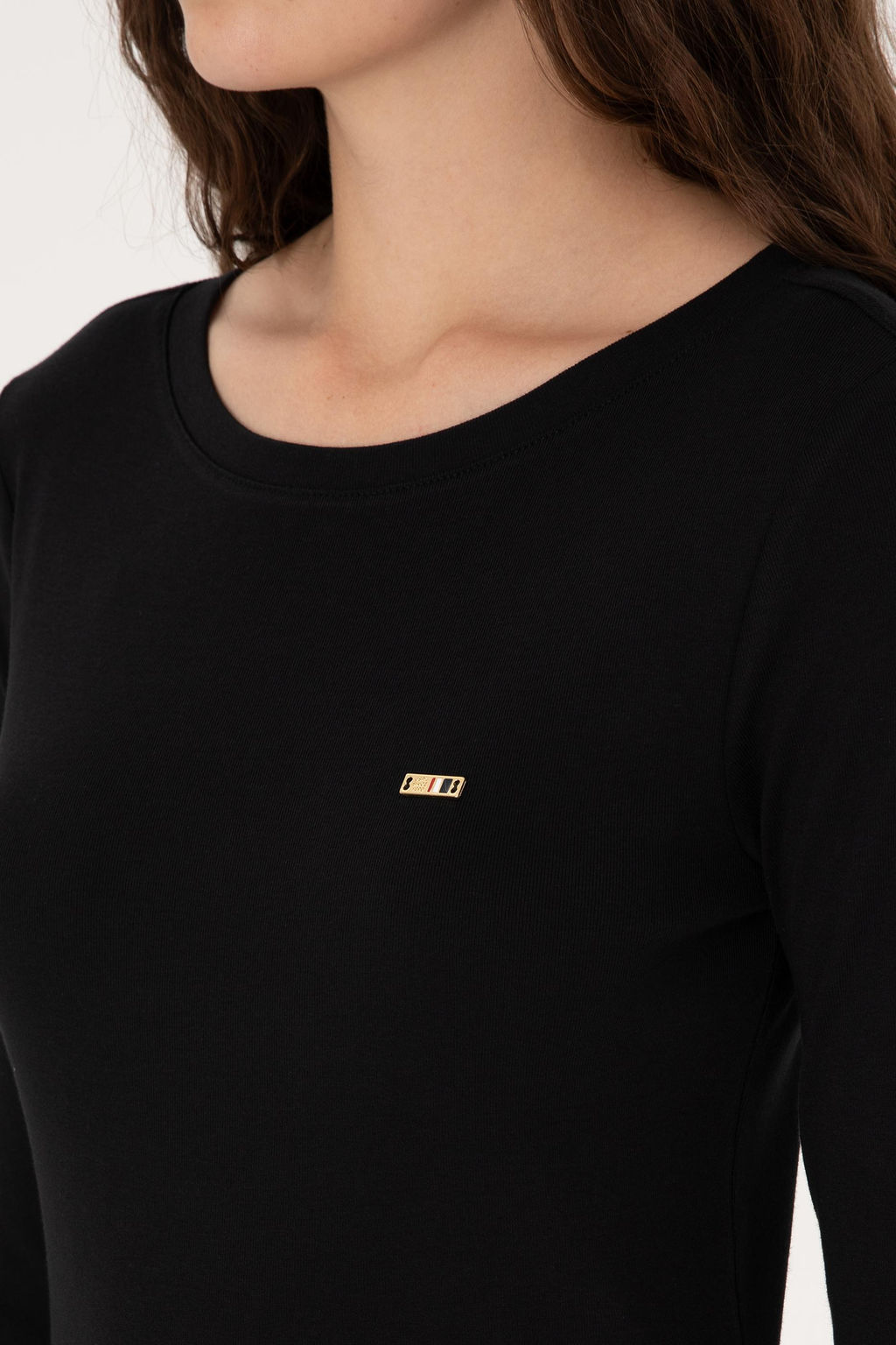 Kad_n Siyah Slim Bisiklet Yaka Basic Sweatsh_rt