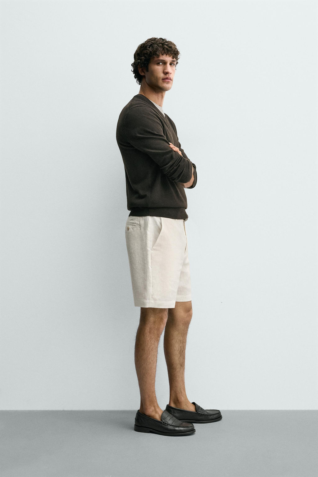 BERMUDA REGULAR FIT 100% LINO / Blanco