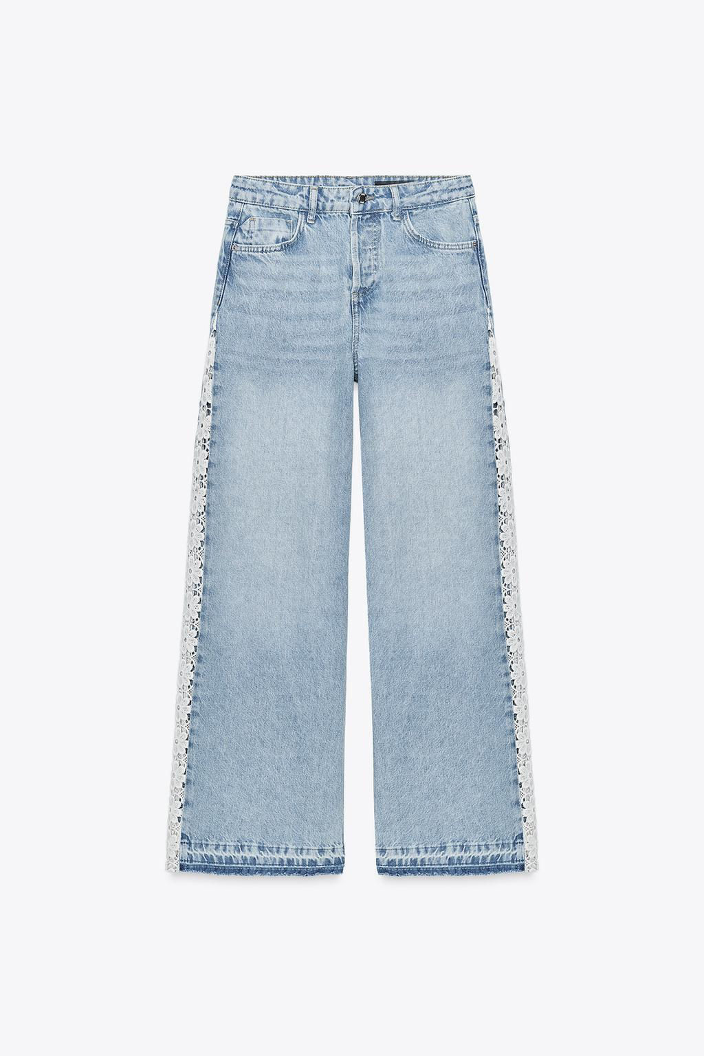 Z1975 WIDE-LEG HIGH-WAIST JEANS WITH CROCHET TRIM - Zara фото 9