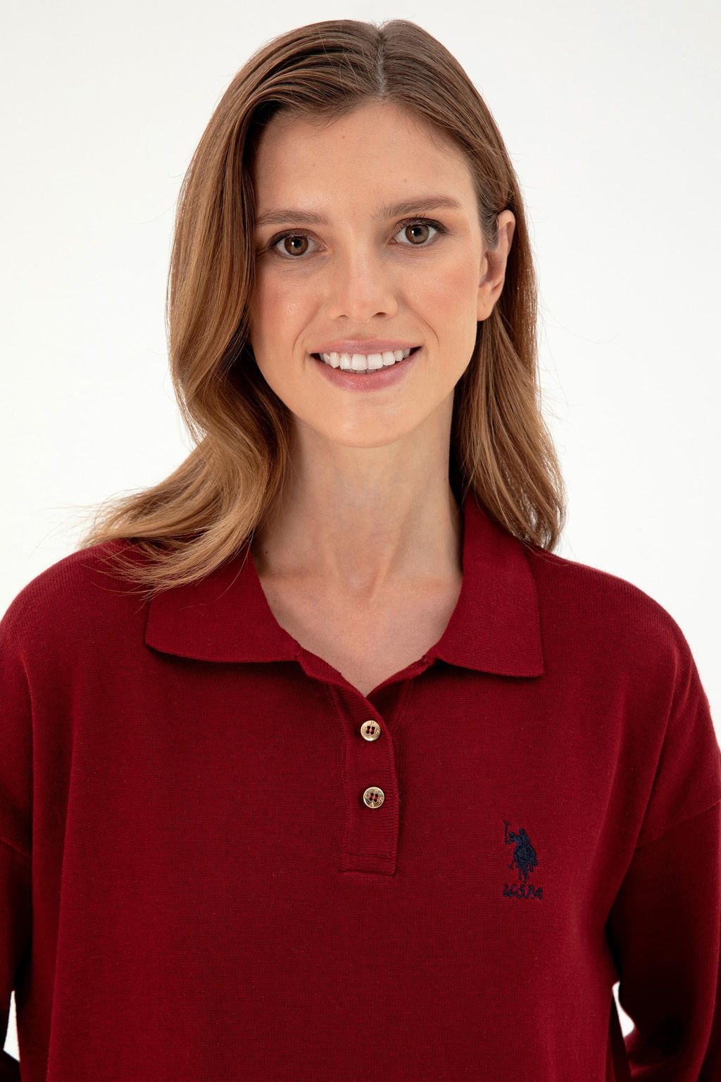 Женский бордовый свитер Неожиданная скидка в корзине - U.s. polo assn фото 2