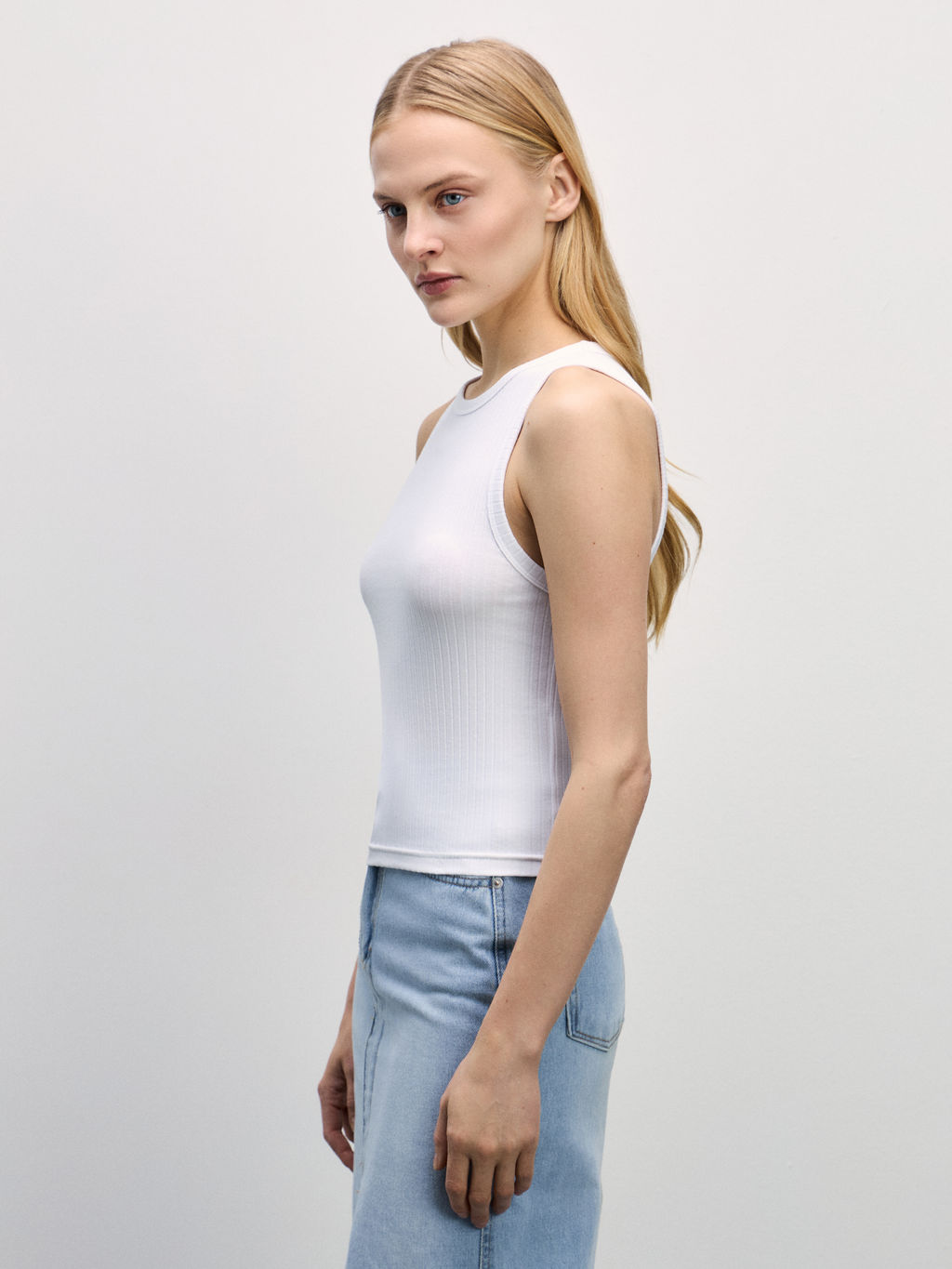 Базовая майка в рубчик / Zarina  фото 4
