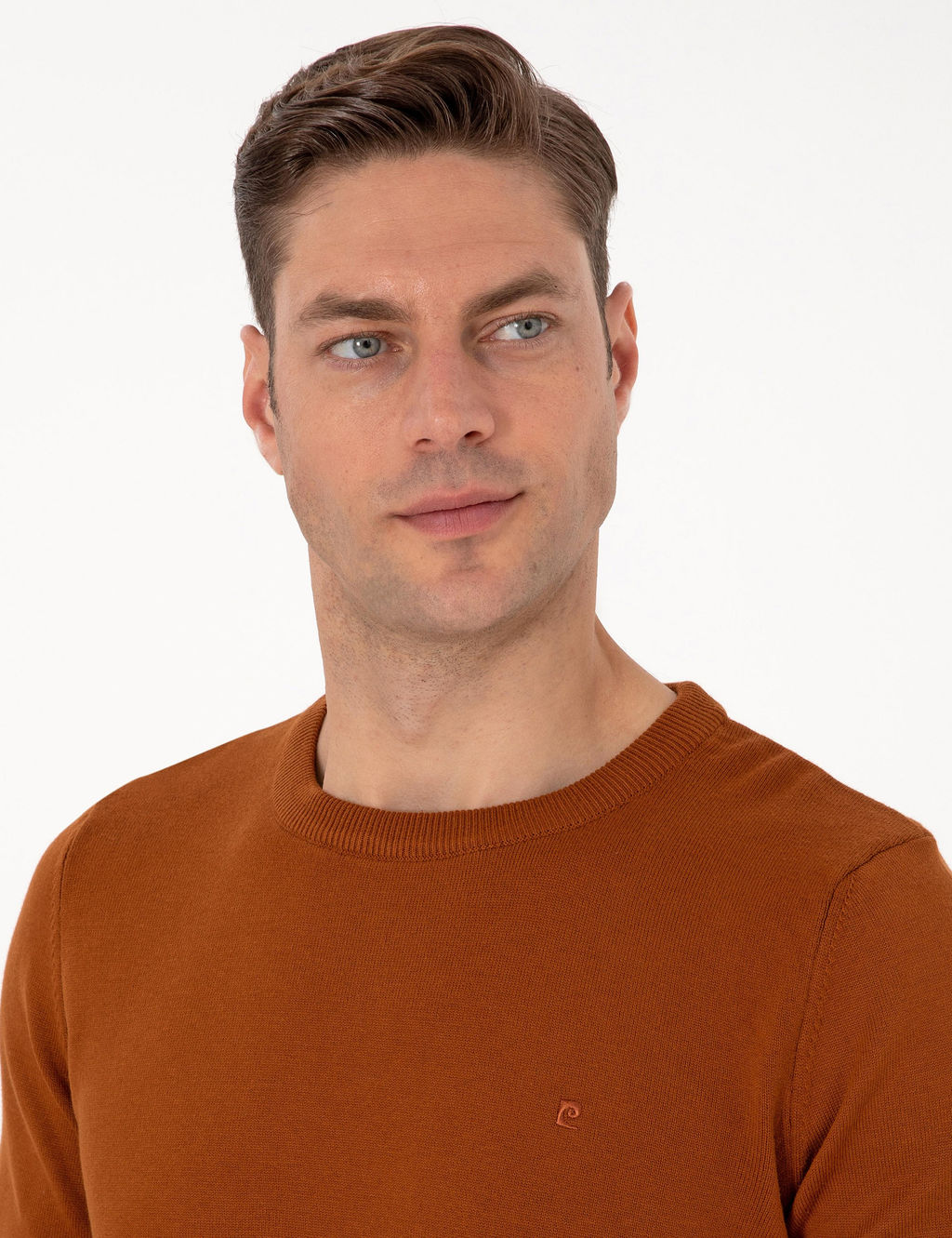 Kahverengi Slim Fit Bisiklet Yaka Basic Triko Kazak - Pierre cardin фото 2