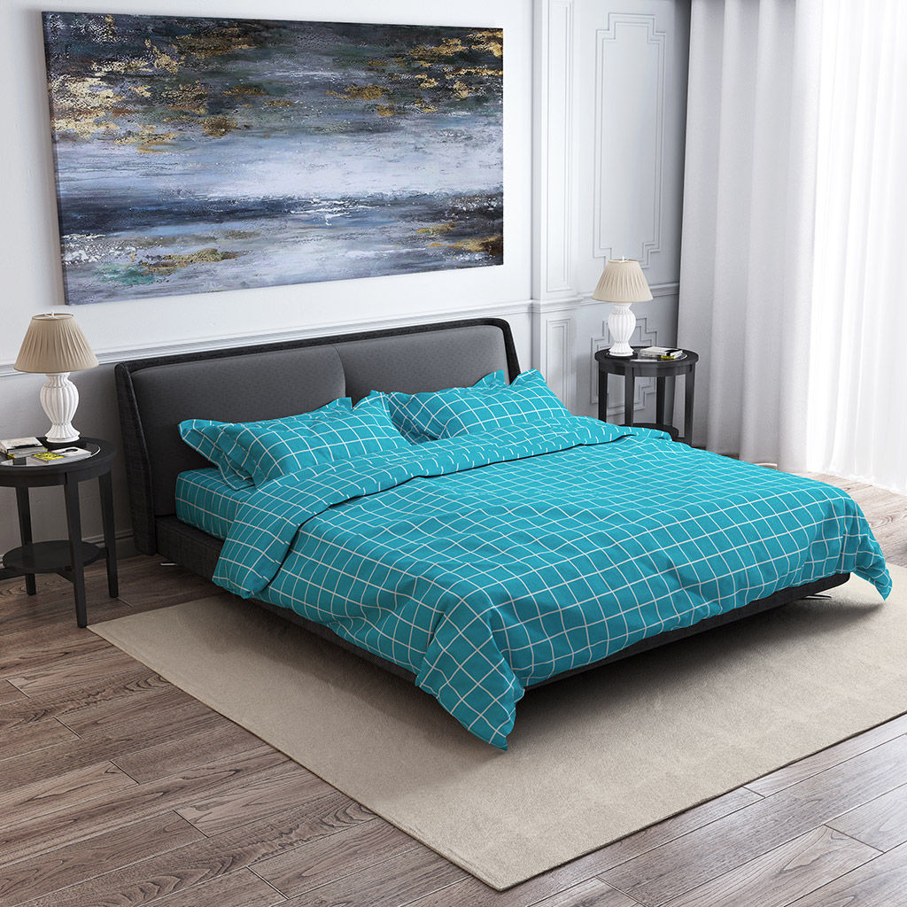 Простыня 2-х спальная Таттерсол, морская волна 180х220см, бязь Комфорт 121г/м2, хлопок 100%, упаковка классическая ПВХ 28х41см, Домашняя мода (Россия)  фото 2