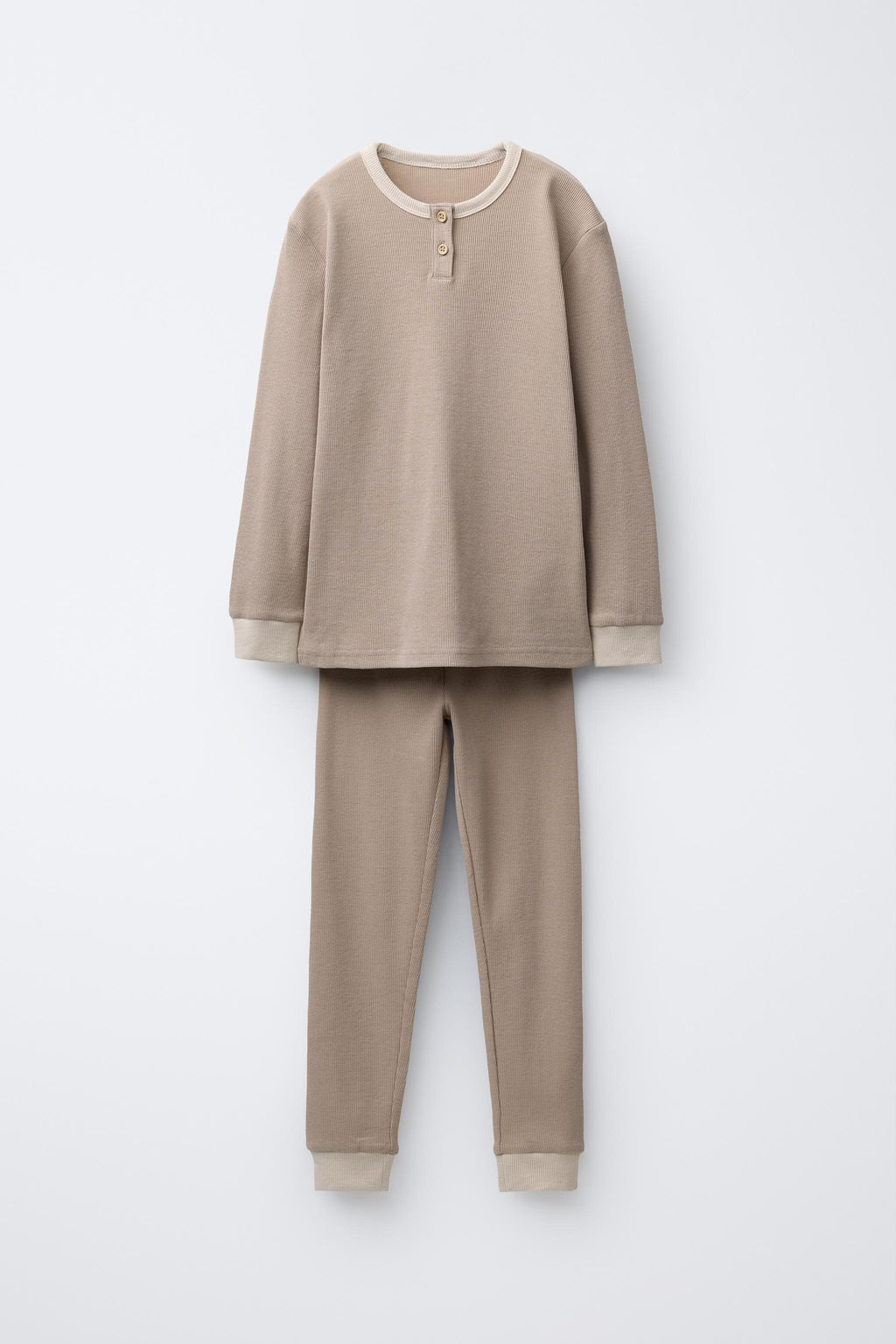 6-14 YEARS/CONTRAST RIBBED PYJAMAS