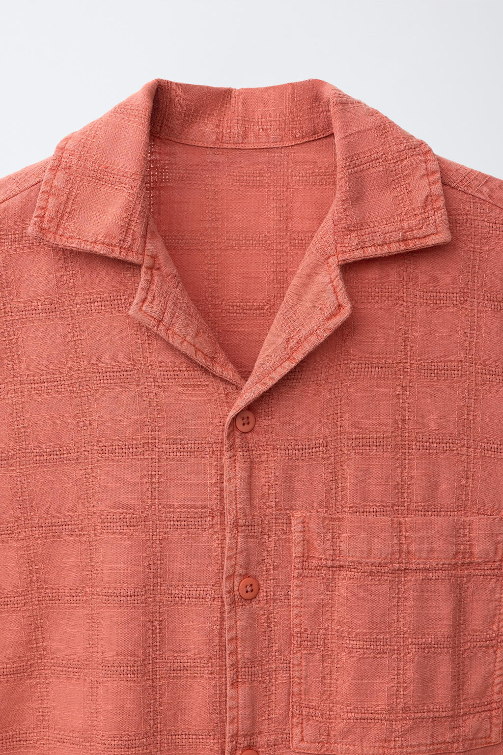 CAMISA CUADROS TEXTURA / Naranja - Zara фото 3