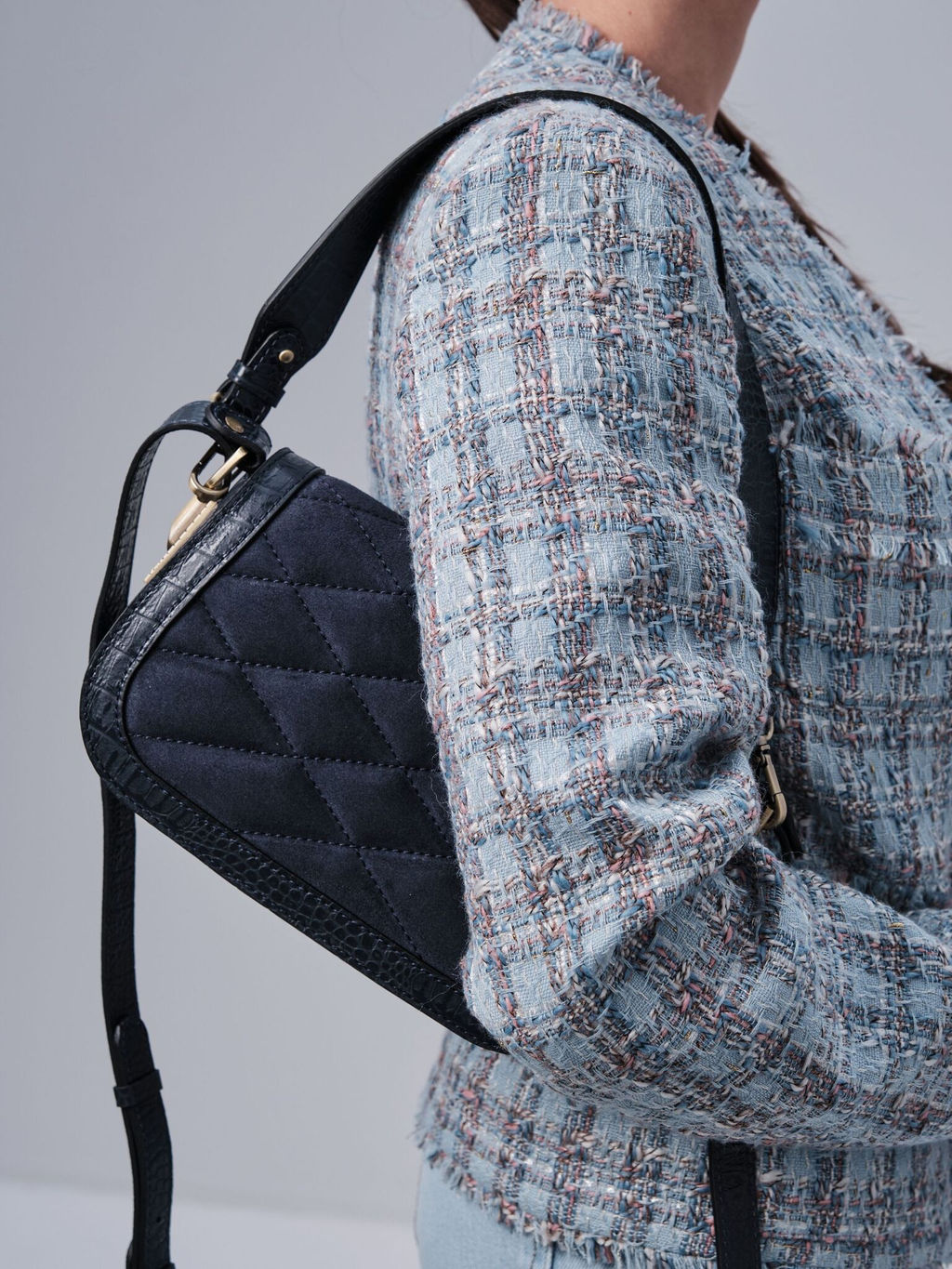 Сумка замшевая на плечо Deboro 30791 серо-синий