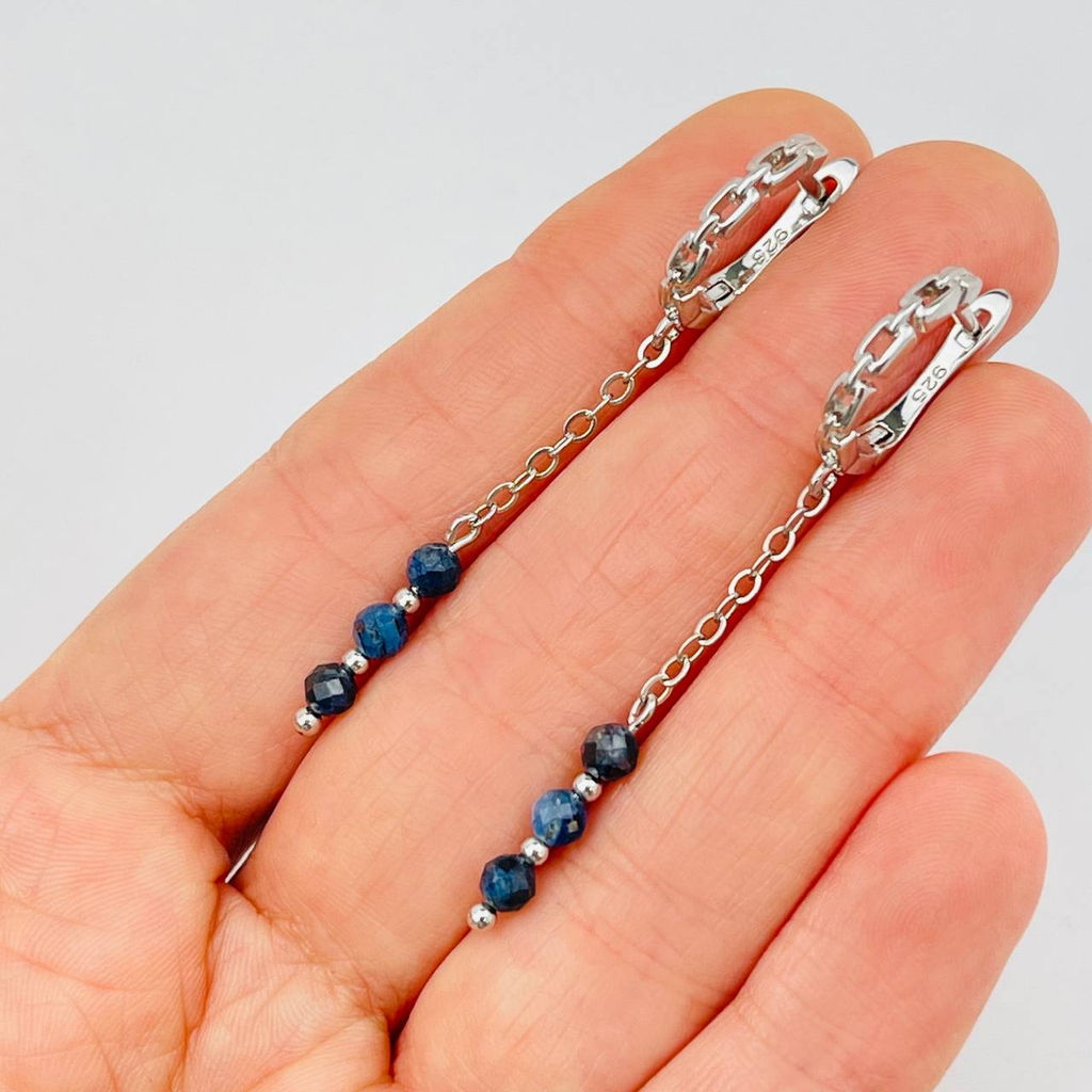 Серьги на цепочке с Кианитом - Радуга самоцветов фото 2