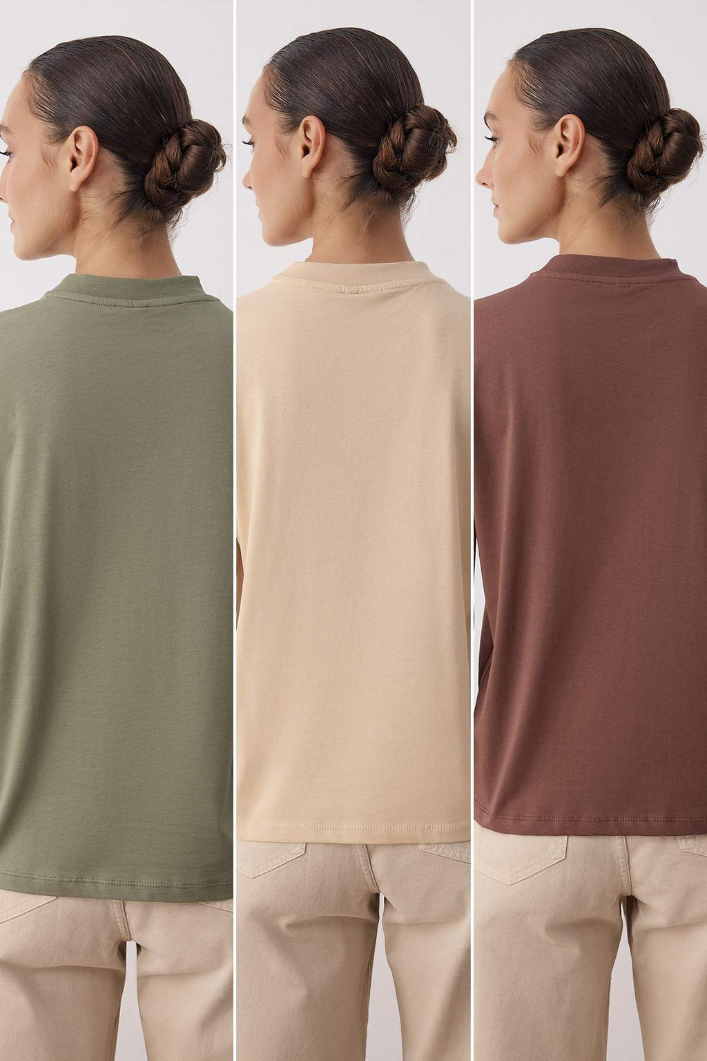 Siyah-Beyaz-Lacivert 3Lu Paket %100 Pamuk Regular/Normal Kal?p Dik Yaka Orme T-Shirt TWOAW26TS00007 - Trendyolmilla фото 9