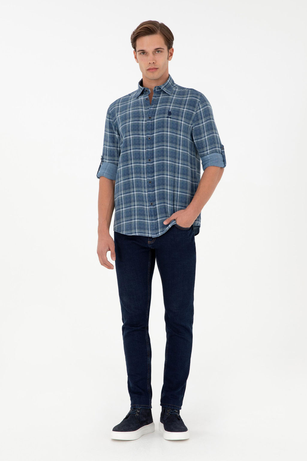 Мужская темно-синяя рубашка с длинным рукавом Неожиданная скидка в корзине - U.s. polo assn фото 4