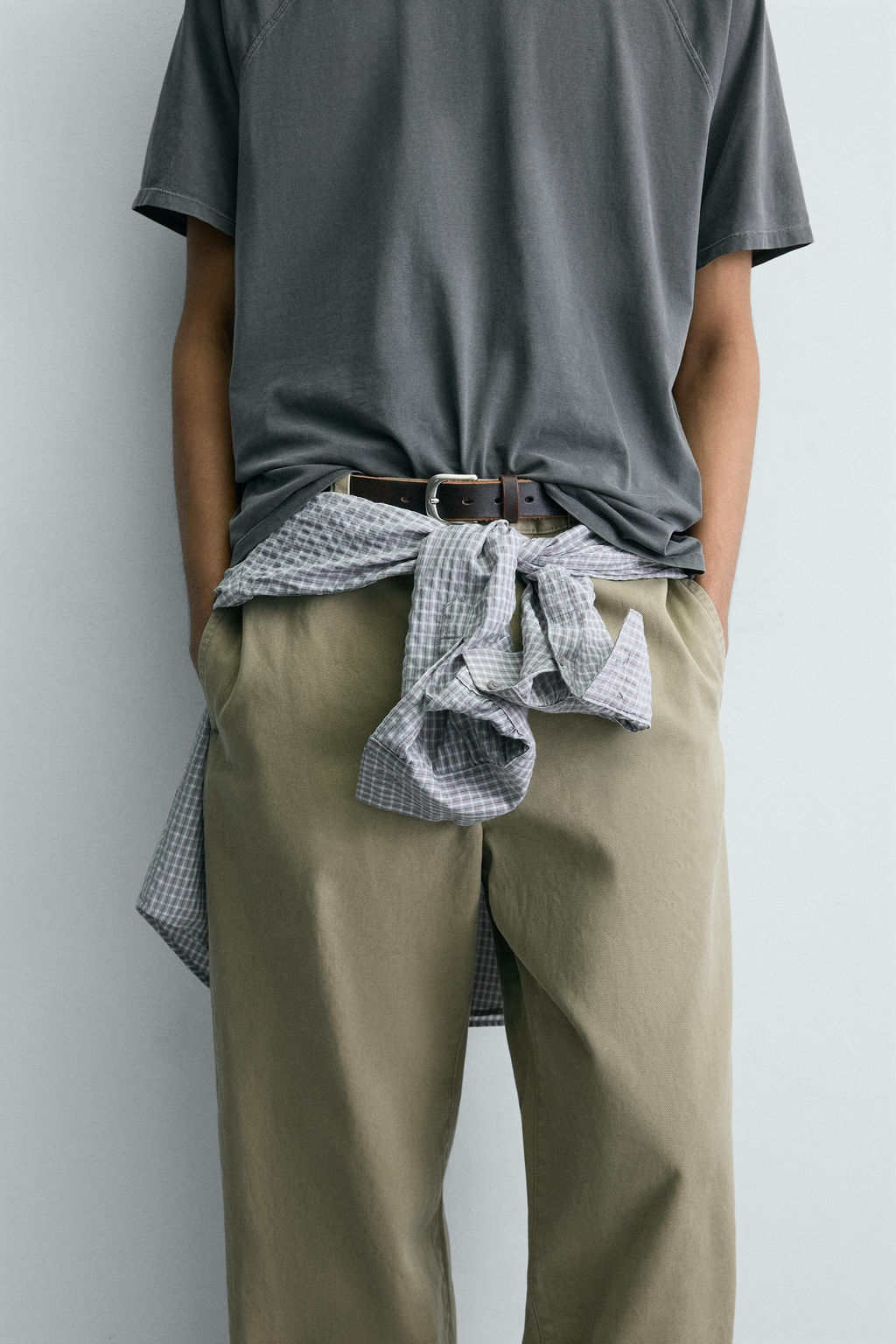 PANTAL?N CHINO WIDE FIT / Verde gris - Zara фото 6