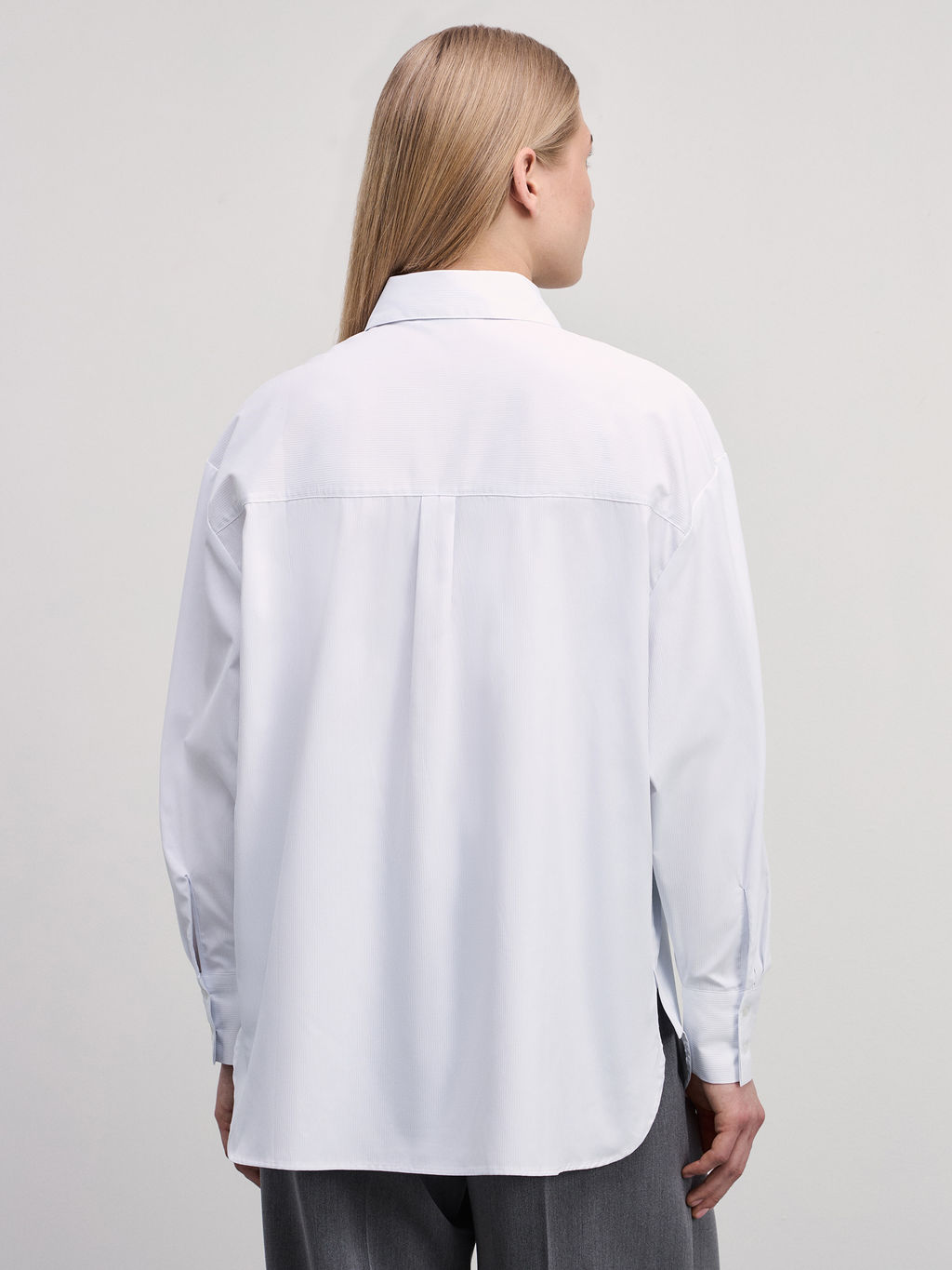 Рубашка из хлопка с пуговицами по бокам / Zarina фото 5