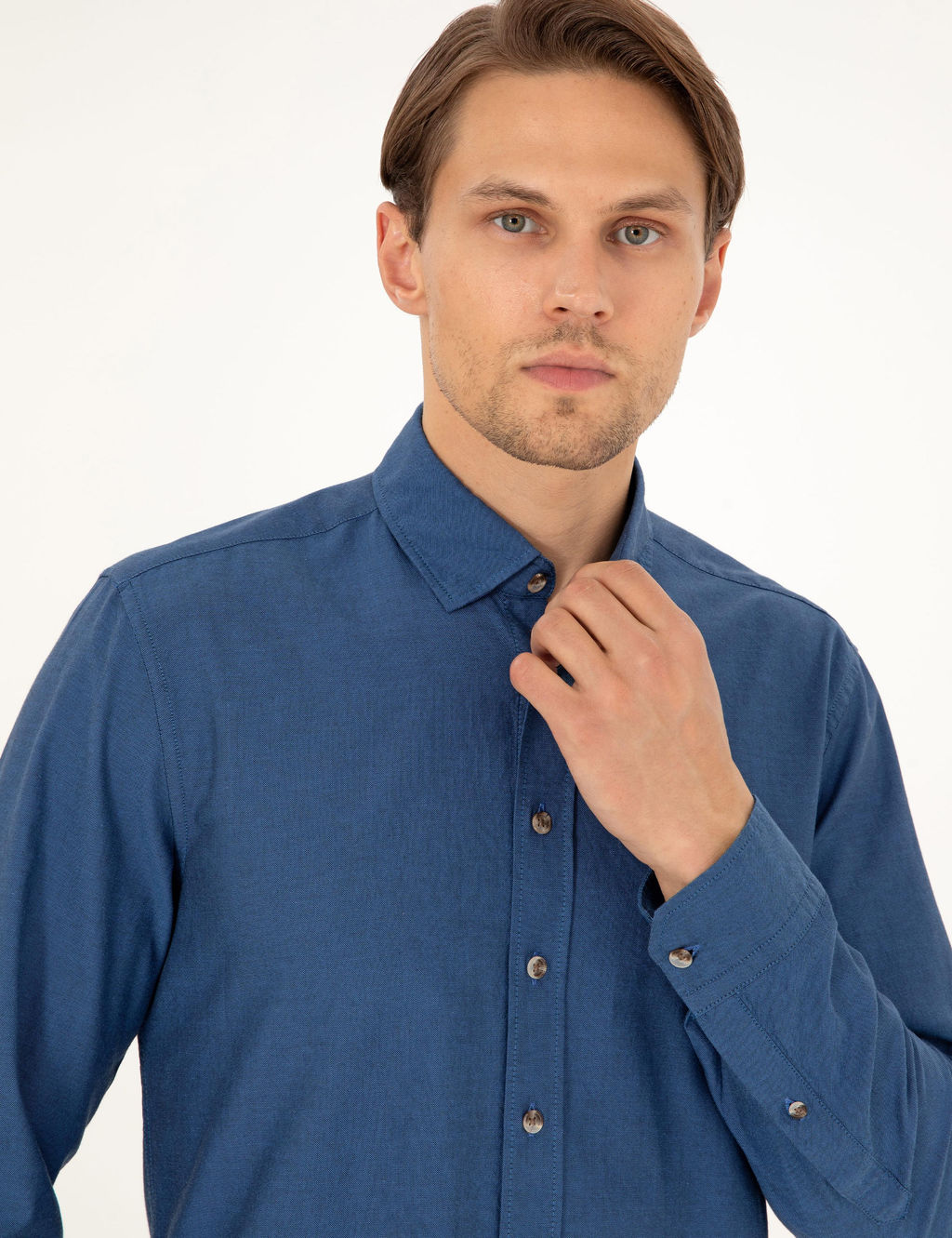 Рубашка Pierre Cardin Slim Fit дл рукав индиго