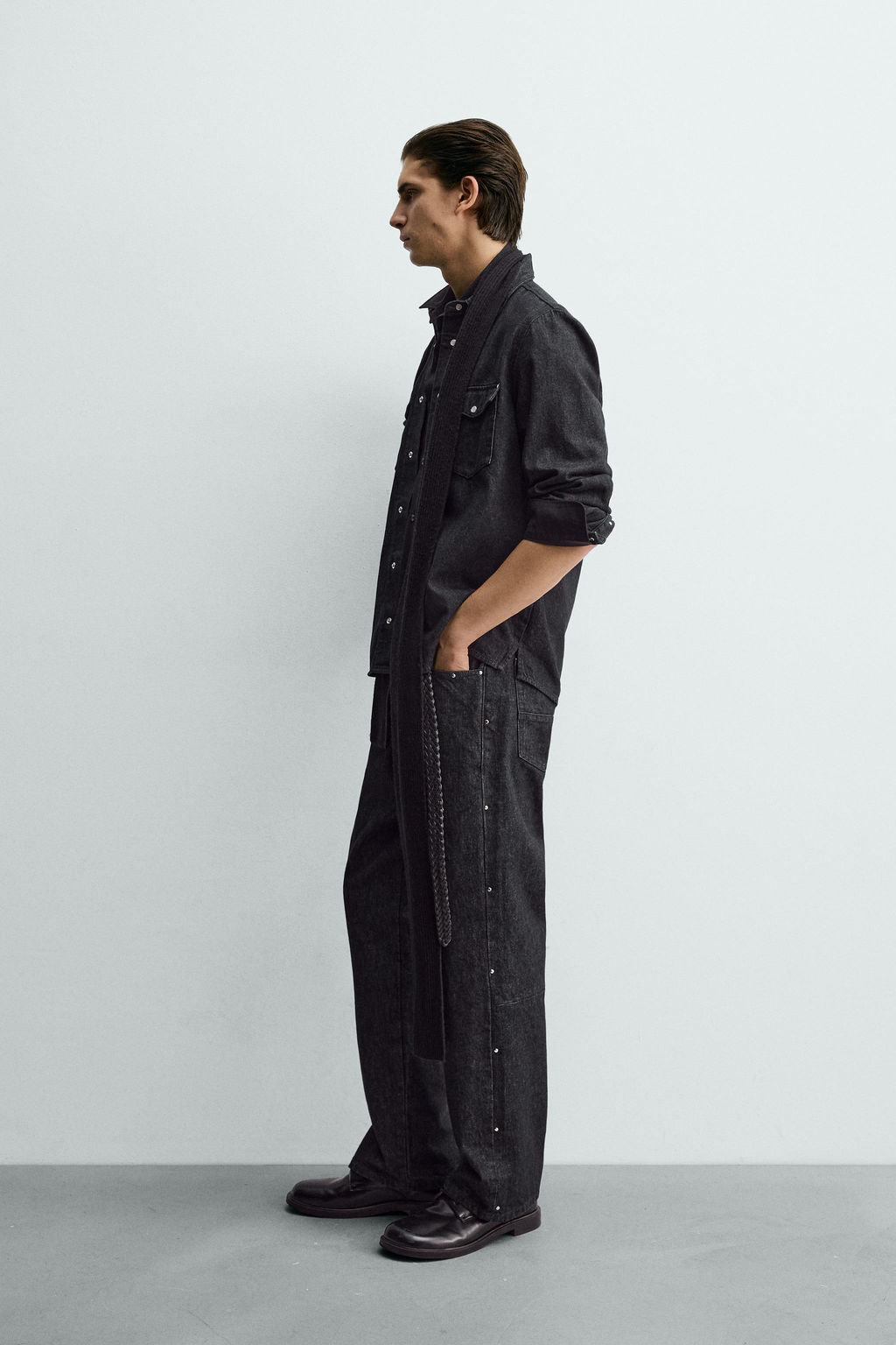 STUDDED WESTERN DENIM SHIRT - Zara фото 4