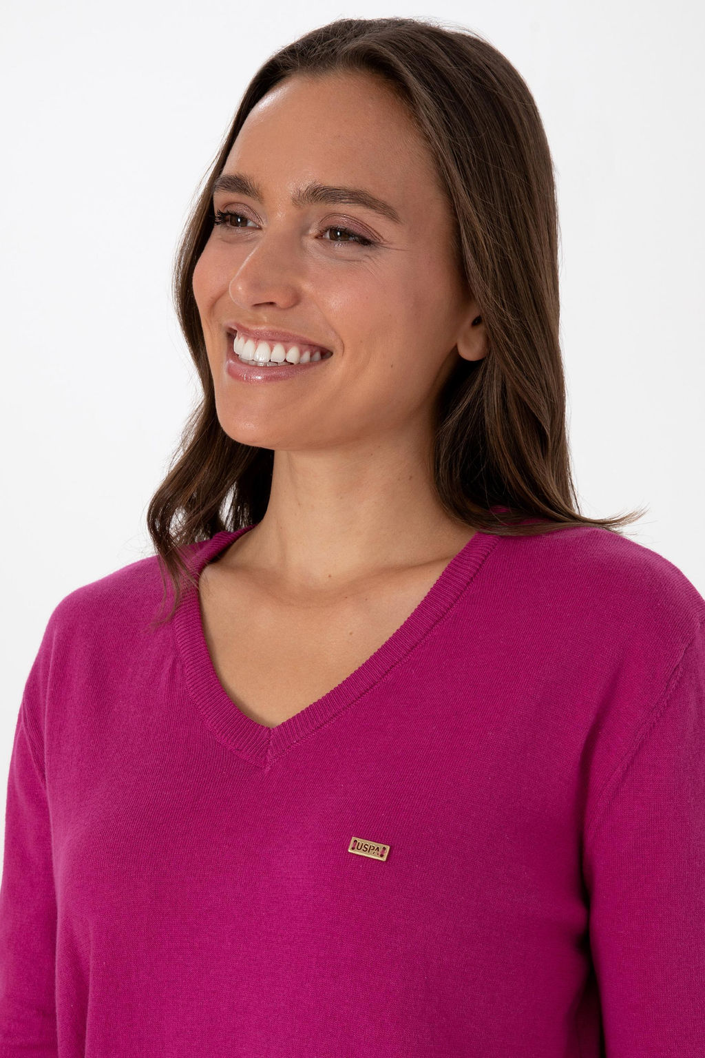 Kad_n Pembe V Yaka Basic Kazak - U.s. polo assn фото 2