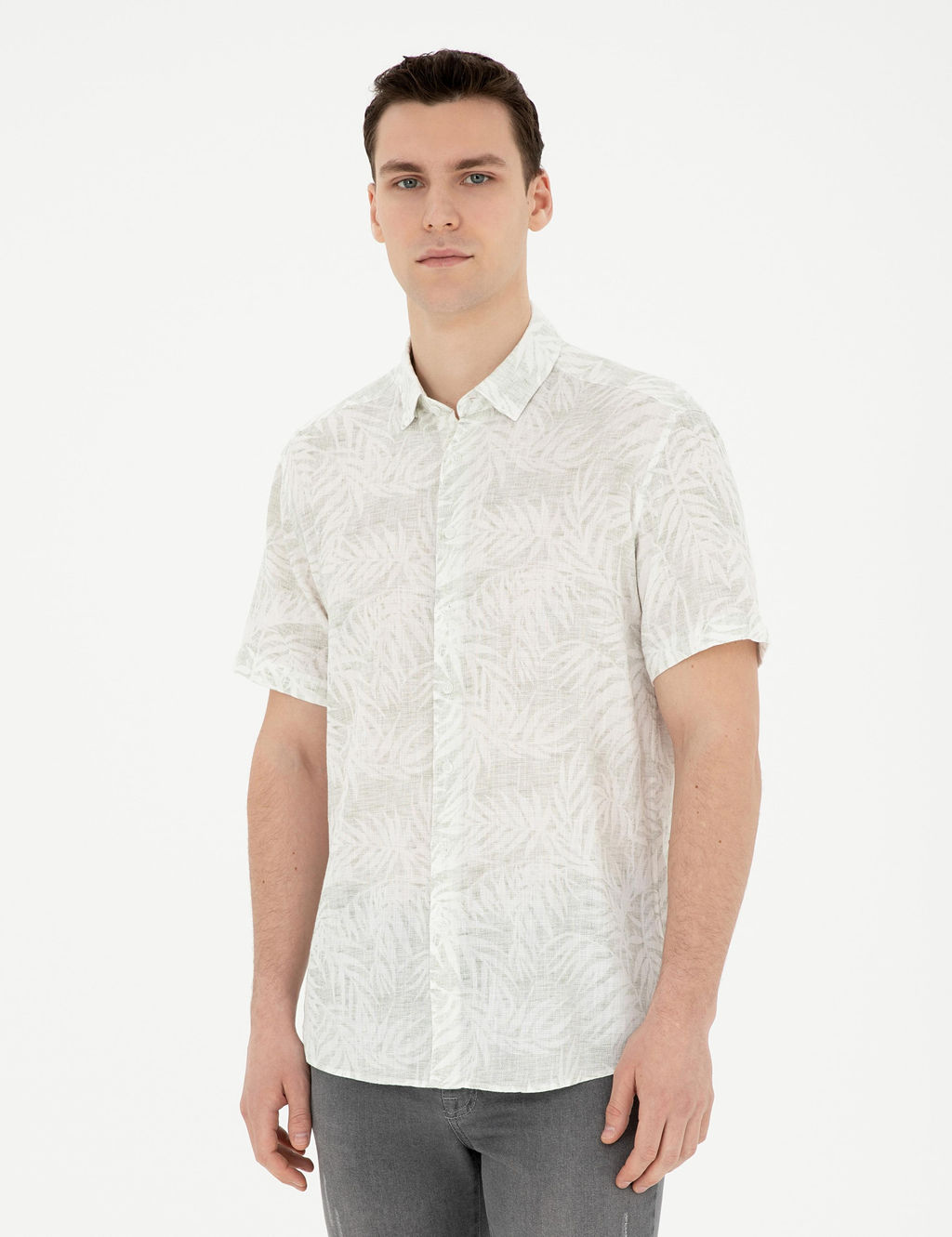 Рубашка Pierre Cardin Regular Fit зеленая короткий рукав