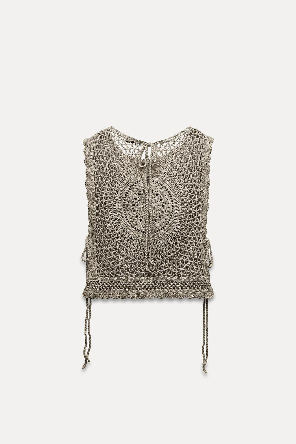 KNIT CROCHET TOP WITH TIES - Zara фото 7