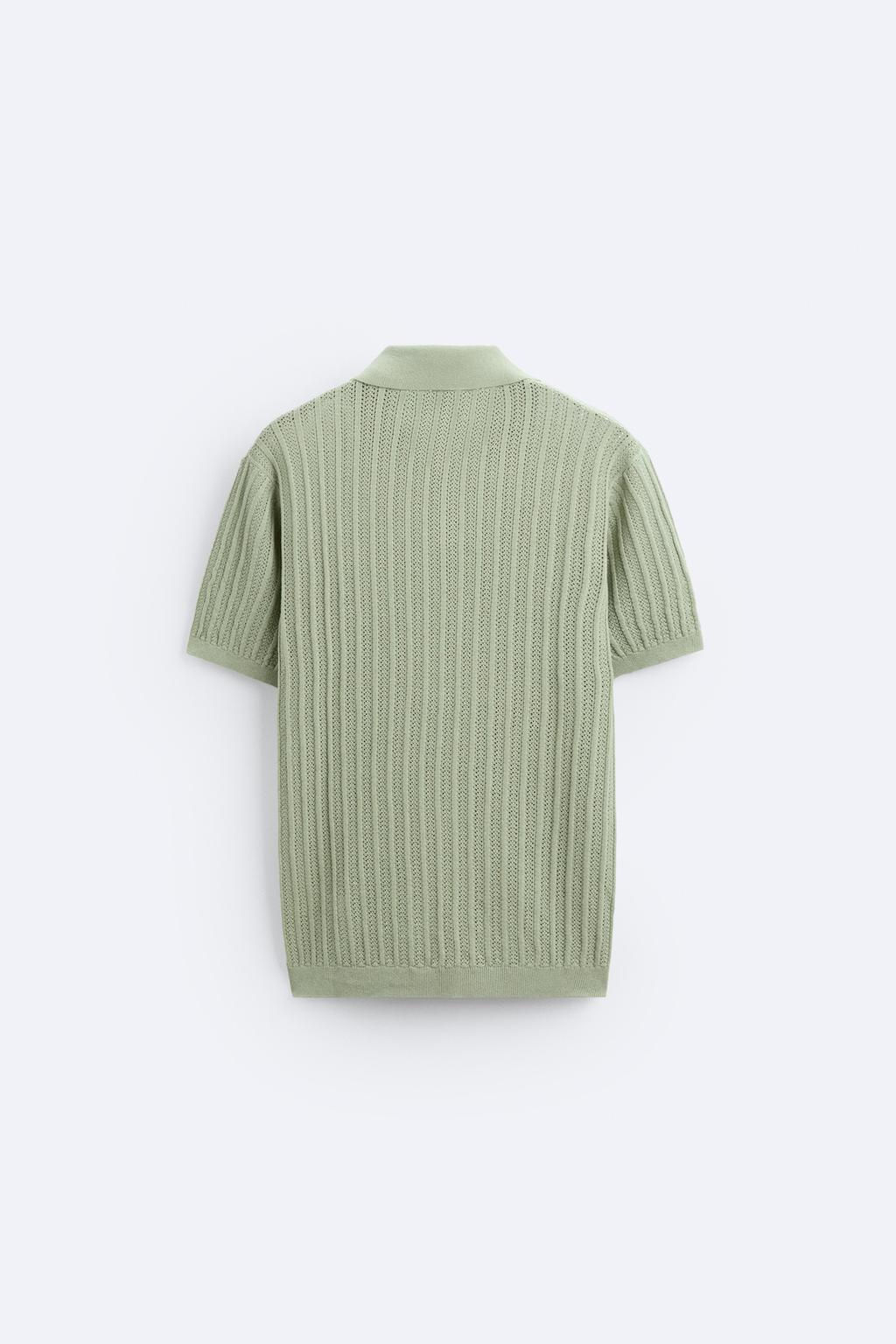 COTTON - LINEN KNIT POLO SHIRT - Zara фото 7