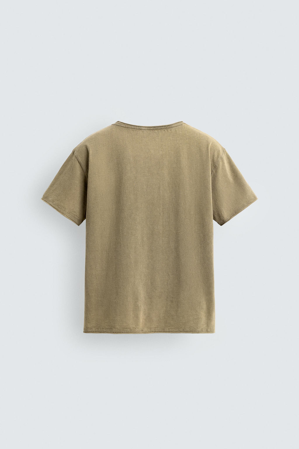CAMISETA LAVADA TEXTO ESTAMPADO / Tostado