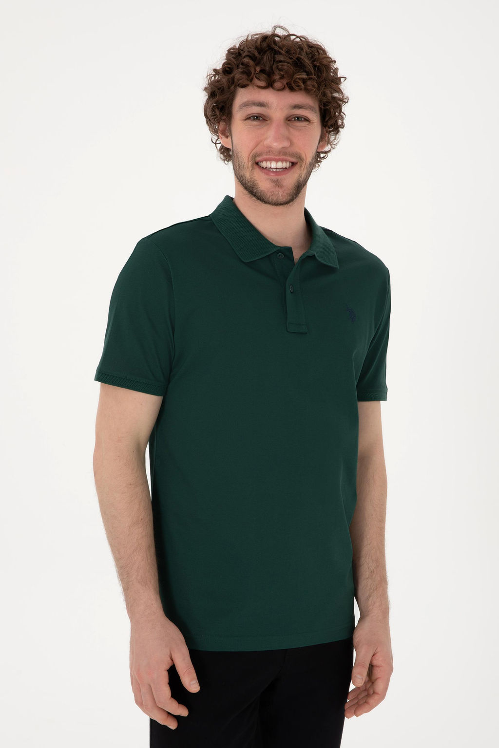 Erkek Regular Fit Polo Yaka Koyu Ye_il Basic Ti__rt Sepette S_rpriz _ndirim - U.s. polo assn фото 10