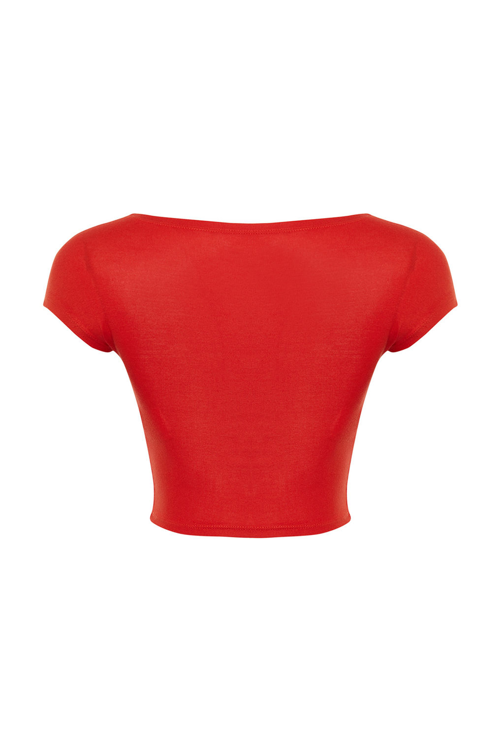 K?rm?z? Bisiklet Yaka Ay Kol Crop Orme Bluz TWOSS24BZ00446