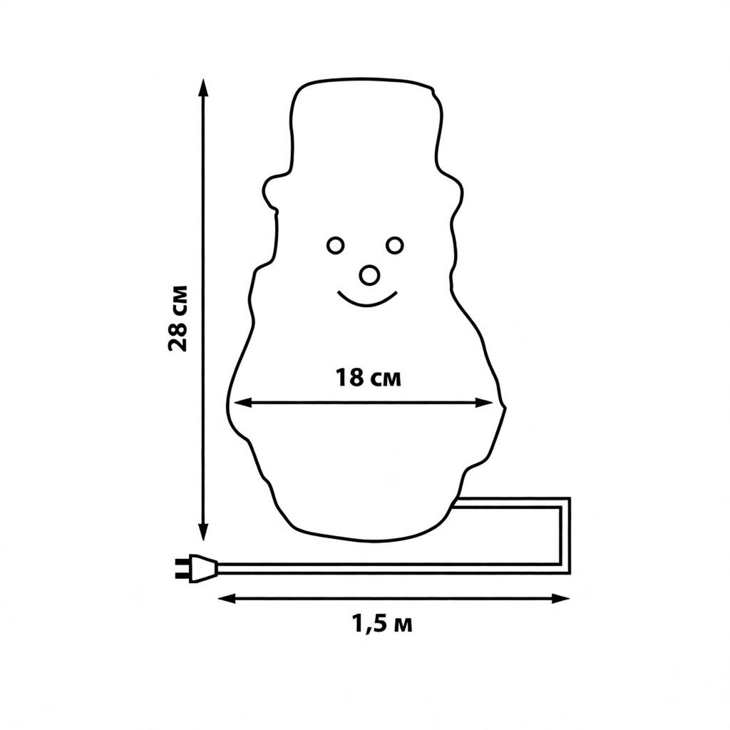 ULD-M1827-030/STA WHITE IP20 SNOWMAN-3 Фигура светодиодная Снеговик-3, 18*28см, 30 светодиодов. Белый свет. Провод прозрачный. TM Uniel - Volpe фото 8