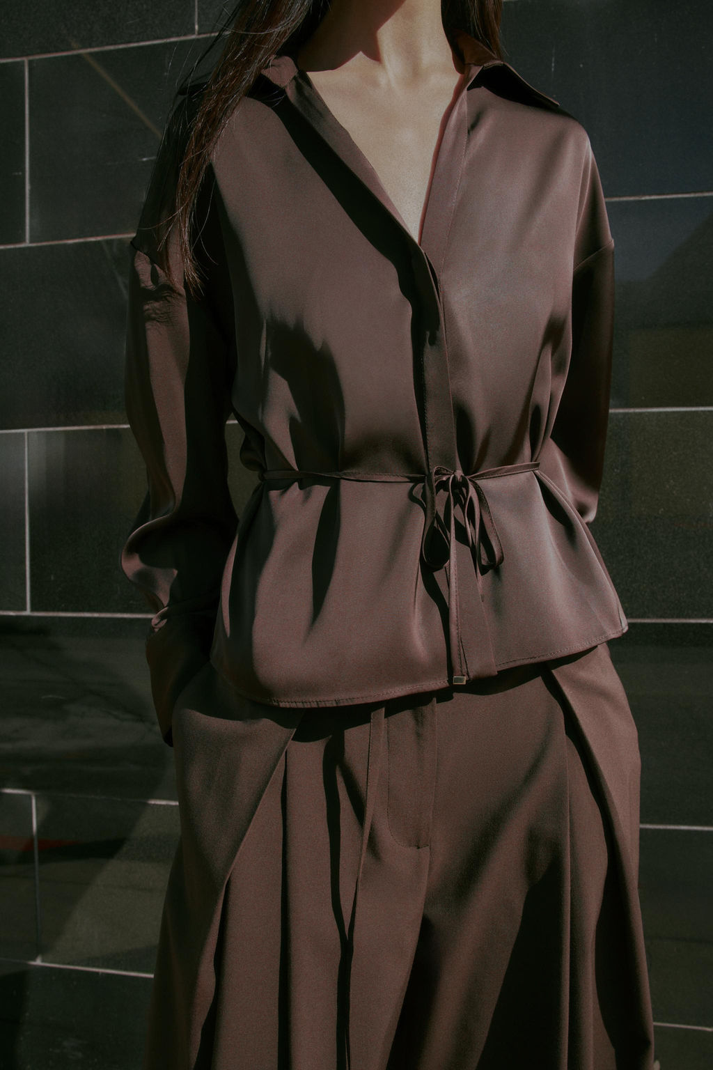 SATIN BLOUSE WITH BELT - Zara фото 3