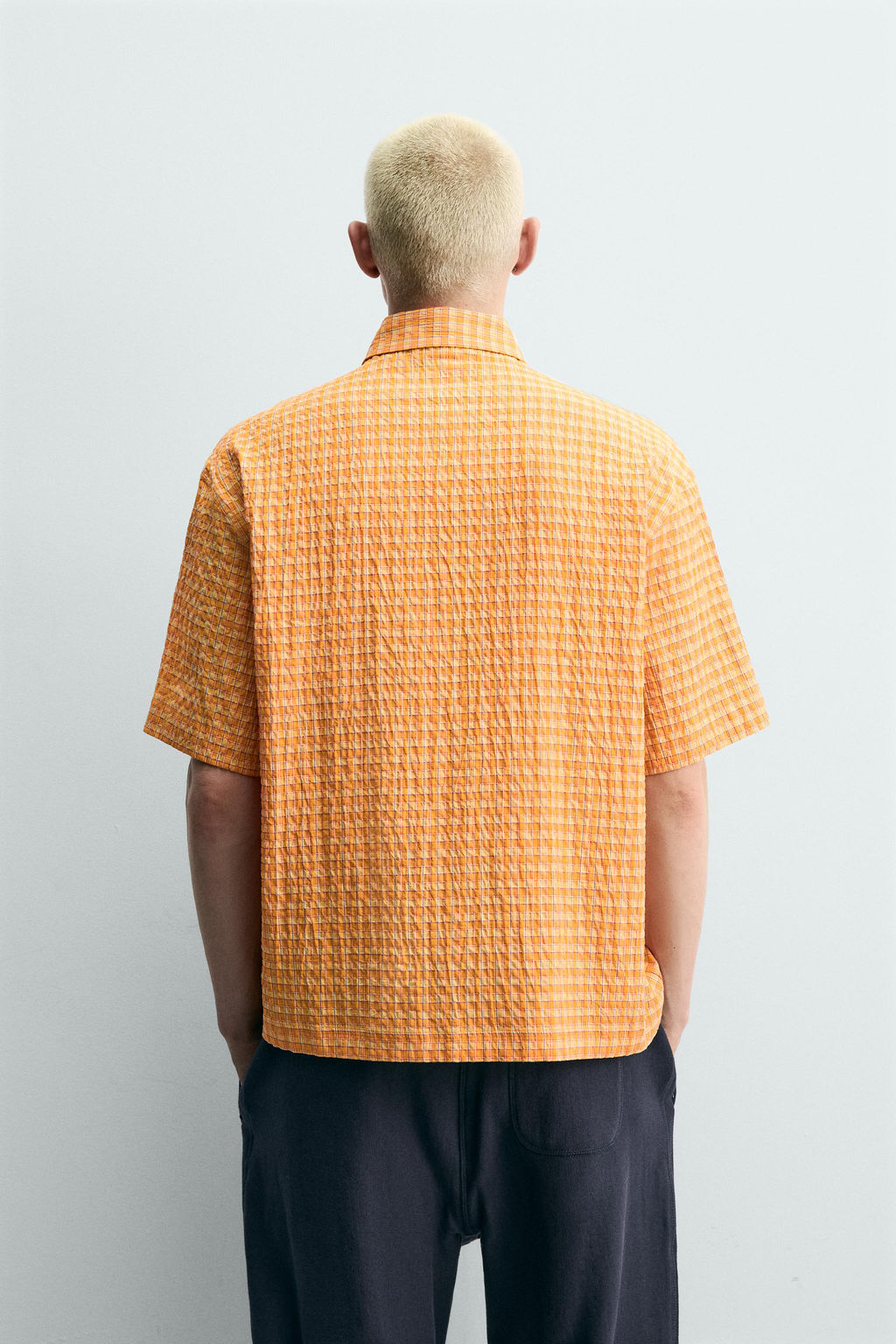 CAMISA RELAXED FIT ESTRUCTURA CUADROS / Naranjas - Zara фото 3