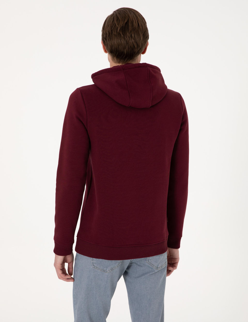 Bordo 2 _plik Regular Fit __i Polarl_ Kap__onlu Basic Sweatshirt