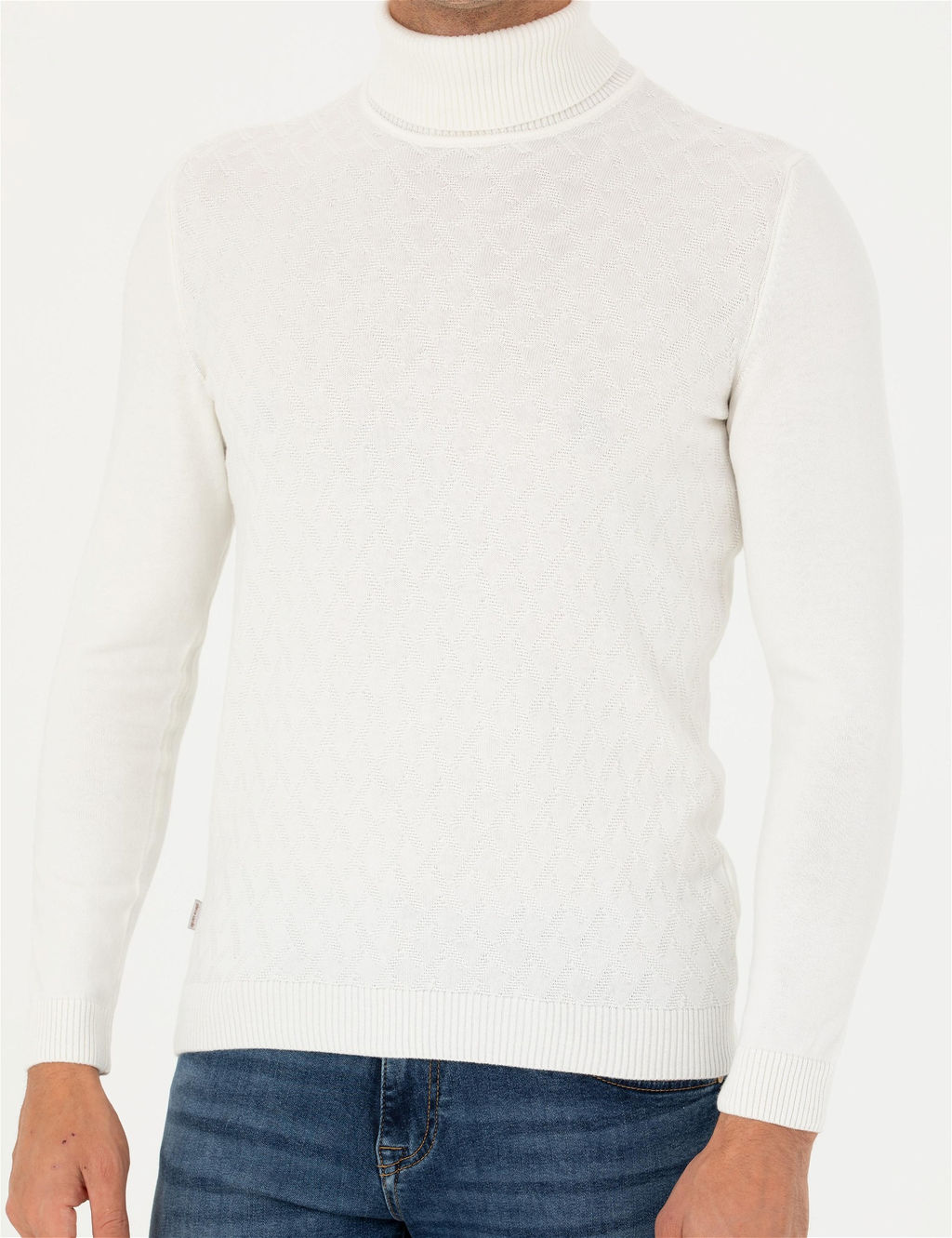 Ekru Slim Fit Bal_k__ Yaka Triko Kazak - Pierre cardin фото 6