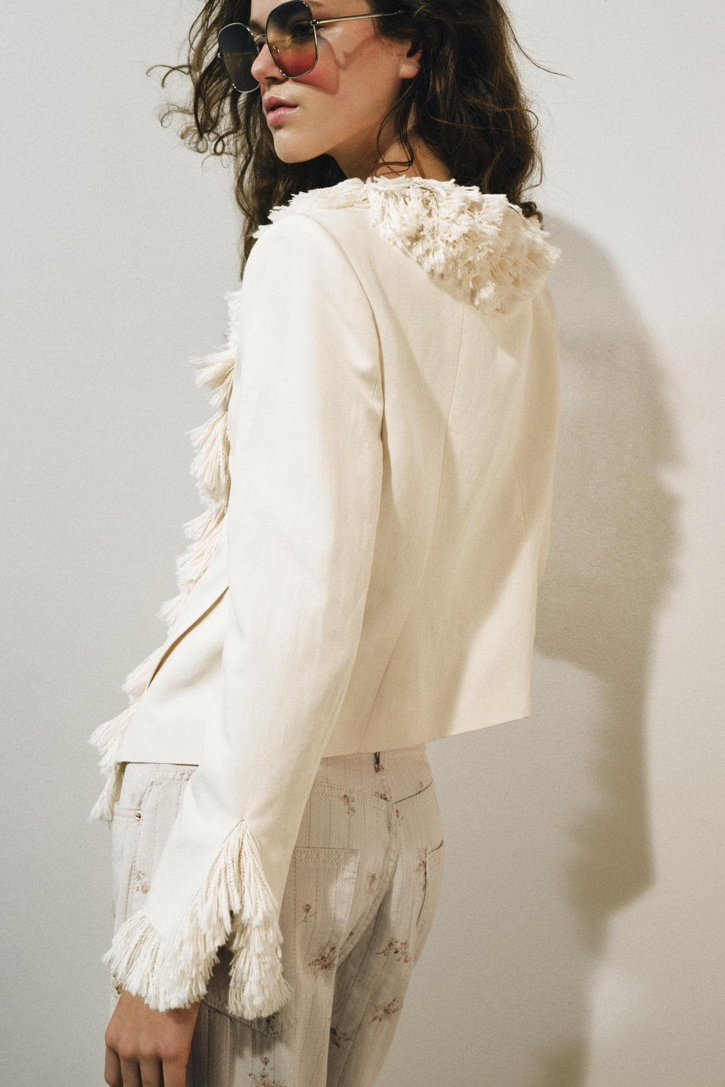 CHAQUETA FLECOS CON LINO ZW COLLECTION / Crudo - Zara фото 3