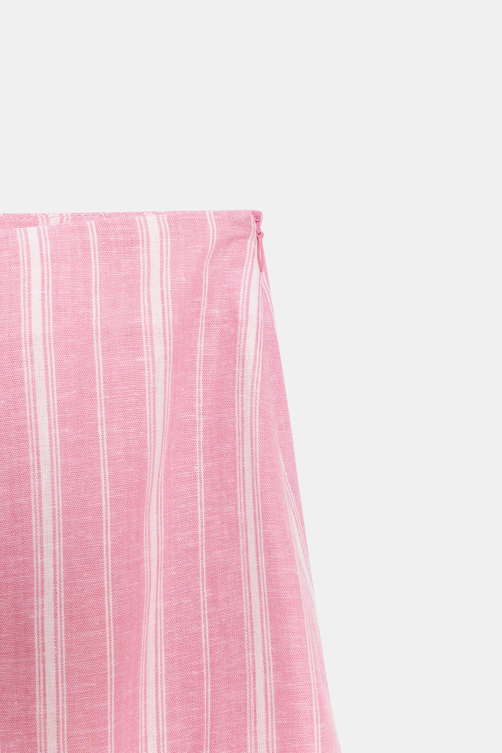 FALDA MIDI CON LINO RAYAS / Rosa / Blanco - Zara фото 10